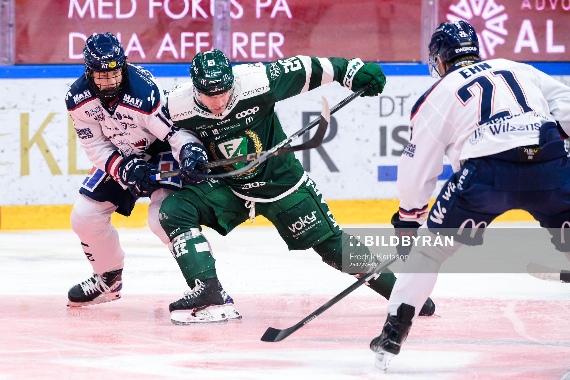 Linköpings Eddie Genborg och Färjestads Joel Nyström