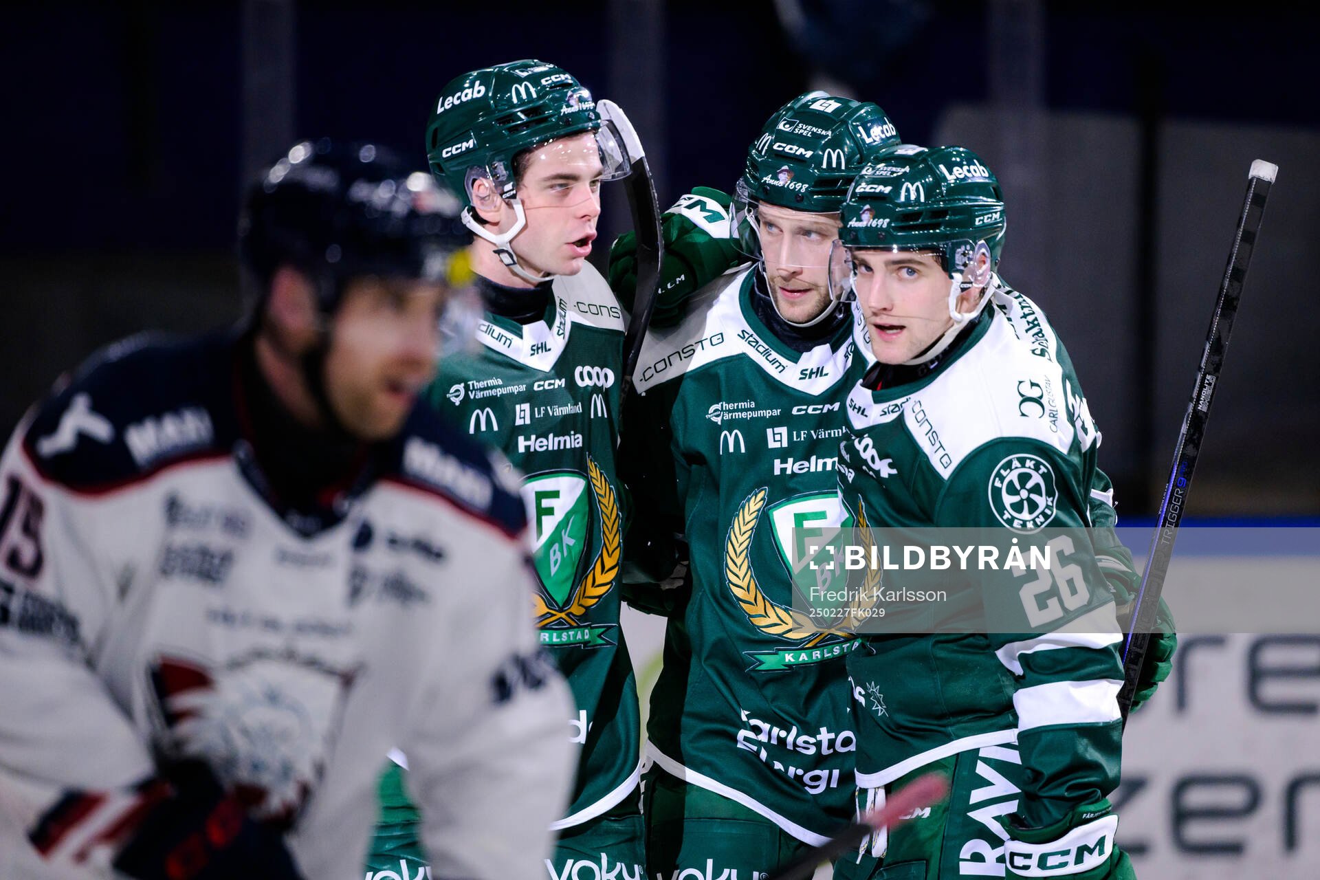 Färjestads Viktor Lodin, Per Åslund och Joel Nyström