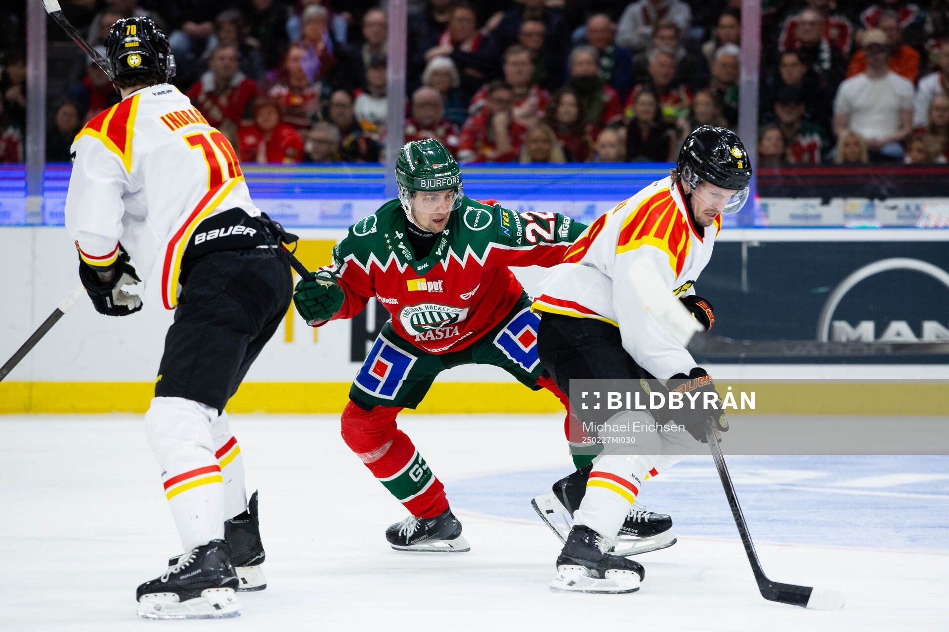 Brynäs Johannes Kinnvall och Frölundas Linus Nässen