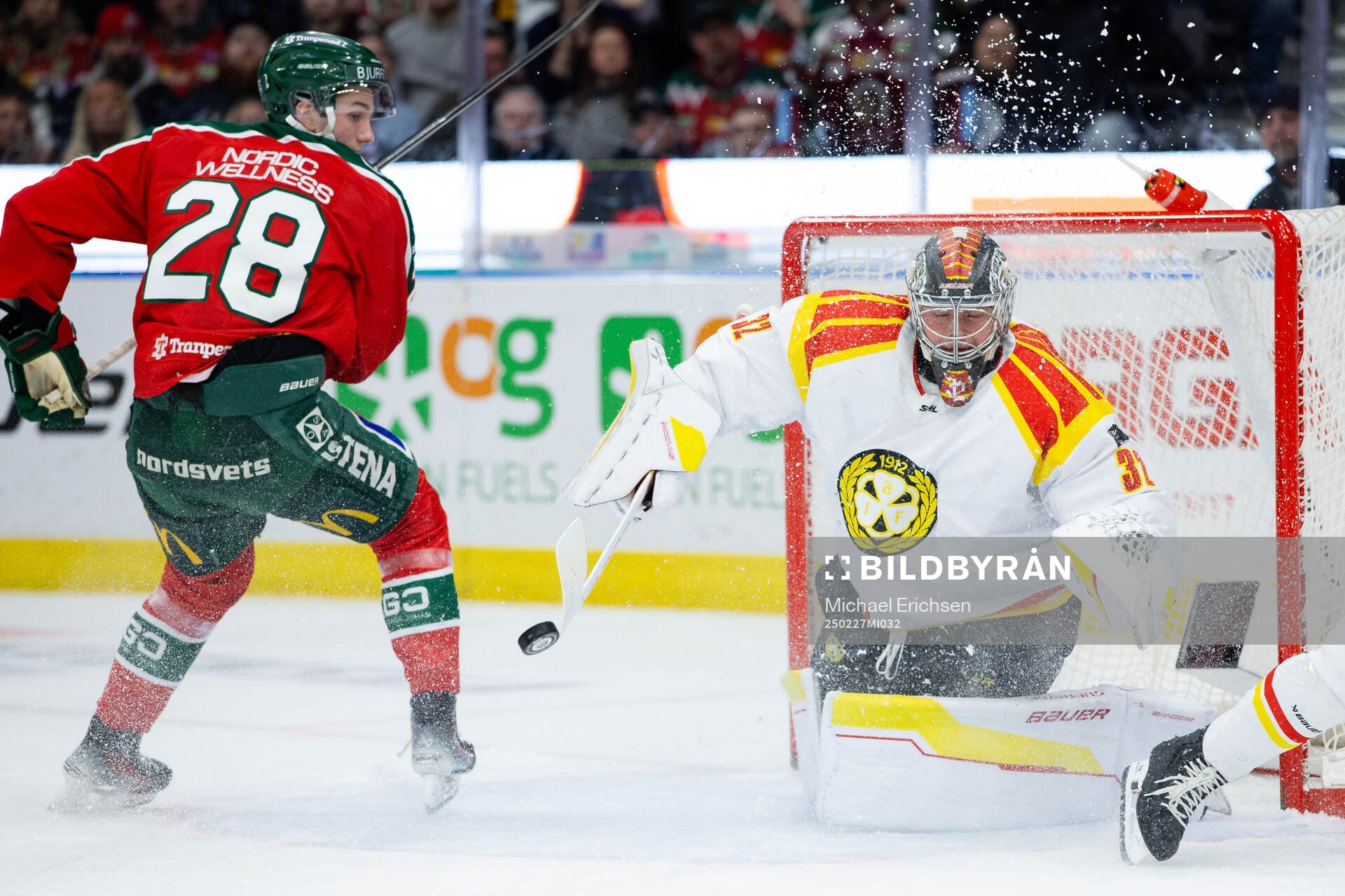 Frölundas Viktor Nörringer med ett avslut som Brynäs