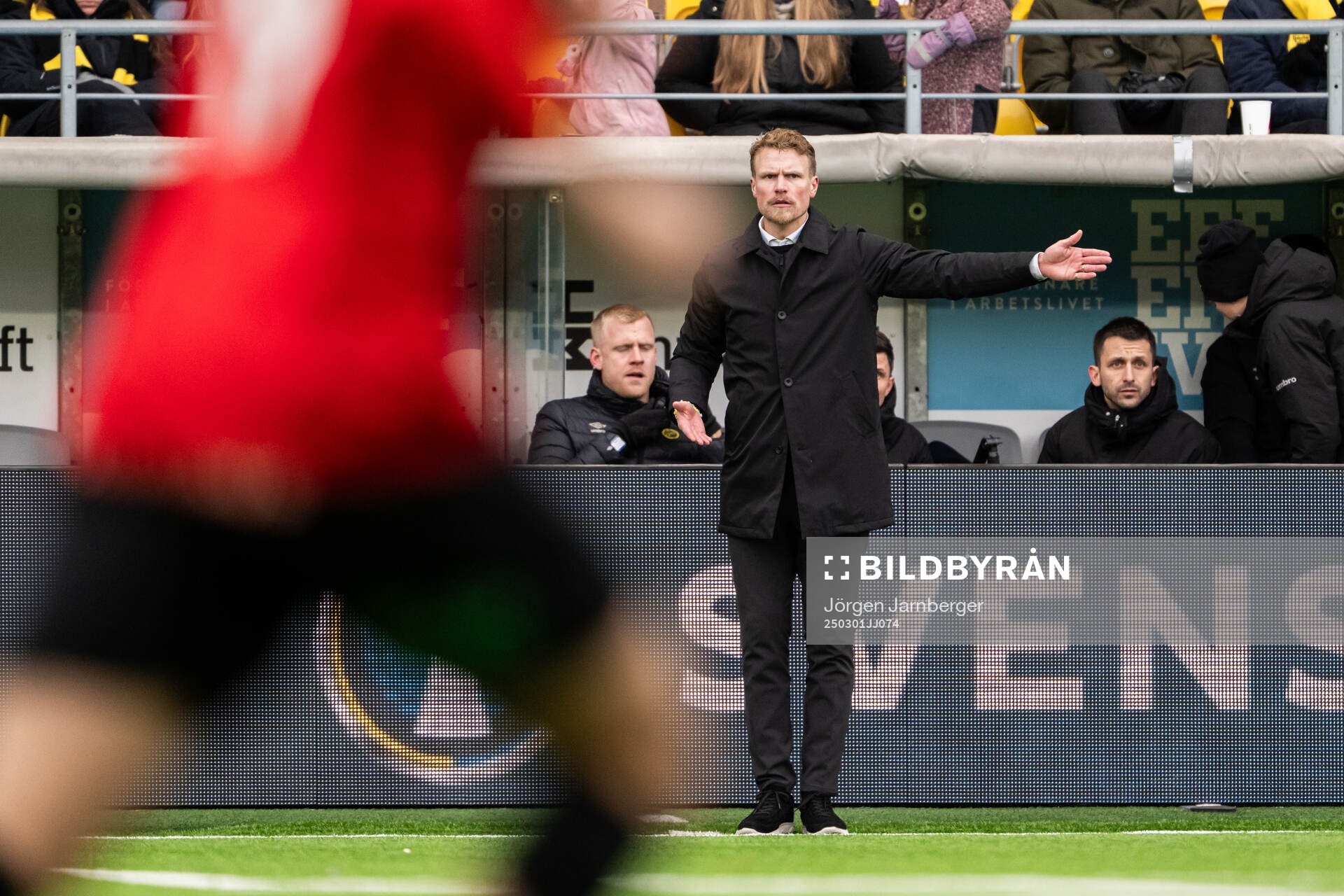 Elfsborgs tränare Oscar Hiljemark under fotbollsmatchen i Svenska Cupen mellan Elfsborg och Brommapojkarna den 1 mars 2025 i Borås.