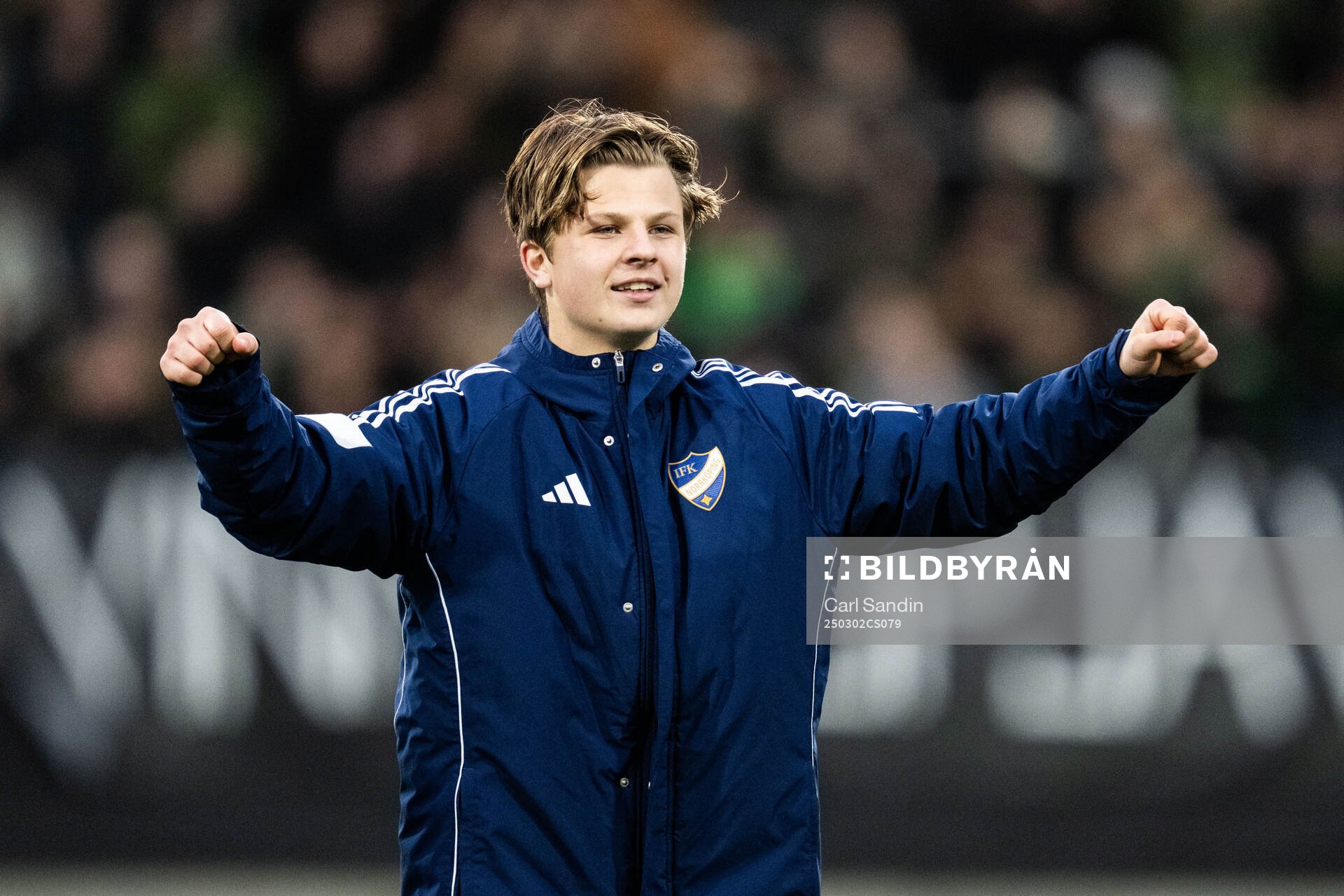 IFK Norrköpings Axel Brönner jublar efter fotbollsmatchen i Svenska Cupen mellan GAIS och IFK Norrköping den 2 mars 2025 i Göteborg. 