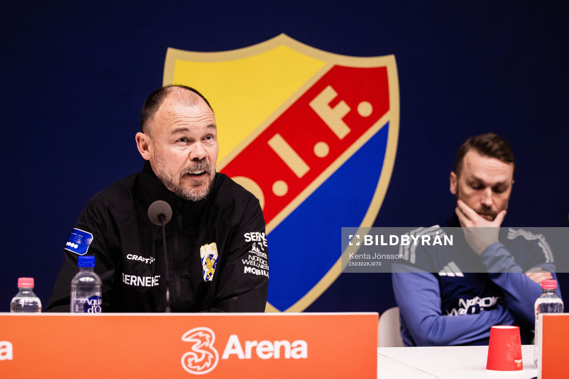 IFK Göteborgs assisterande tränare Joachim Björklund under presskonferensen efter fotbollsmatchen i Svenska Cupen mellan Djurgården och IFK Göteborg den 2 mars 2025 i Stockholm. 