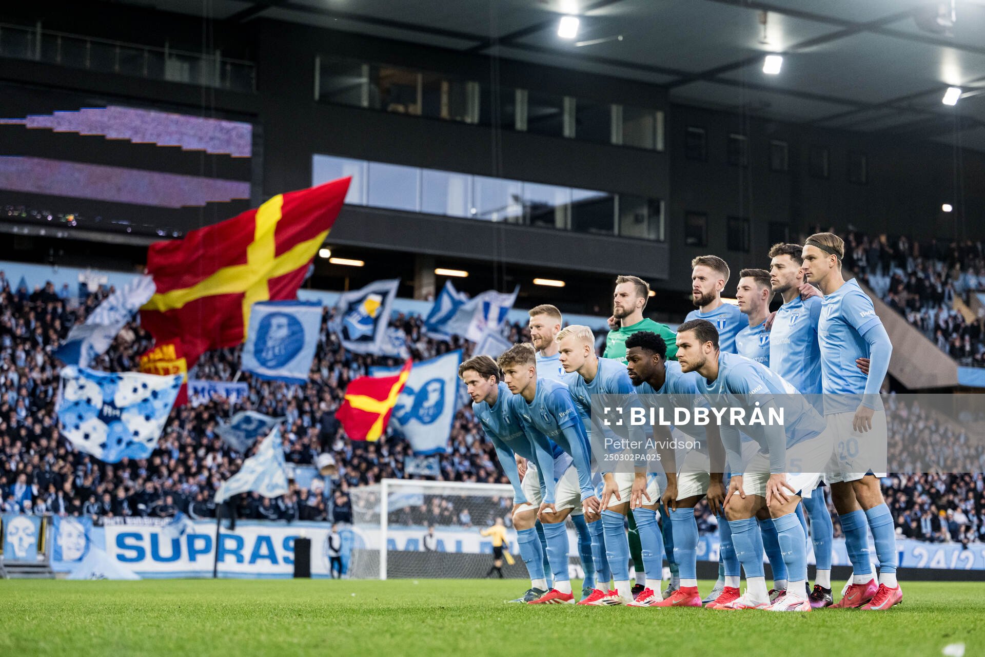 Malmö FFs startelva inför fotbollsmatchen i Svenska Cupen mellan Malmö FF och Västerås den 2 mars 2025 i Malmö. 