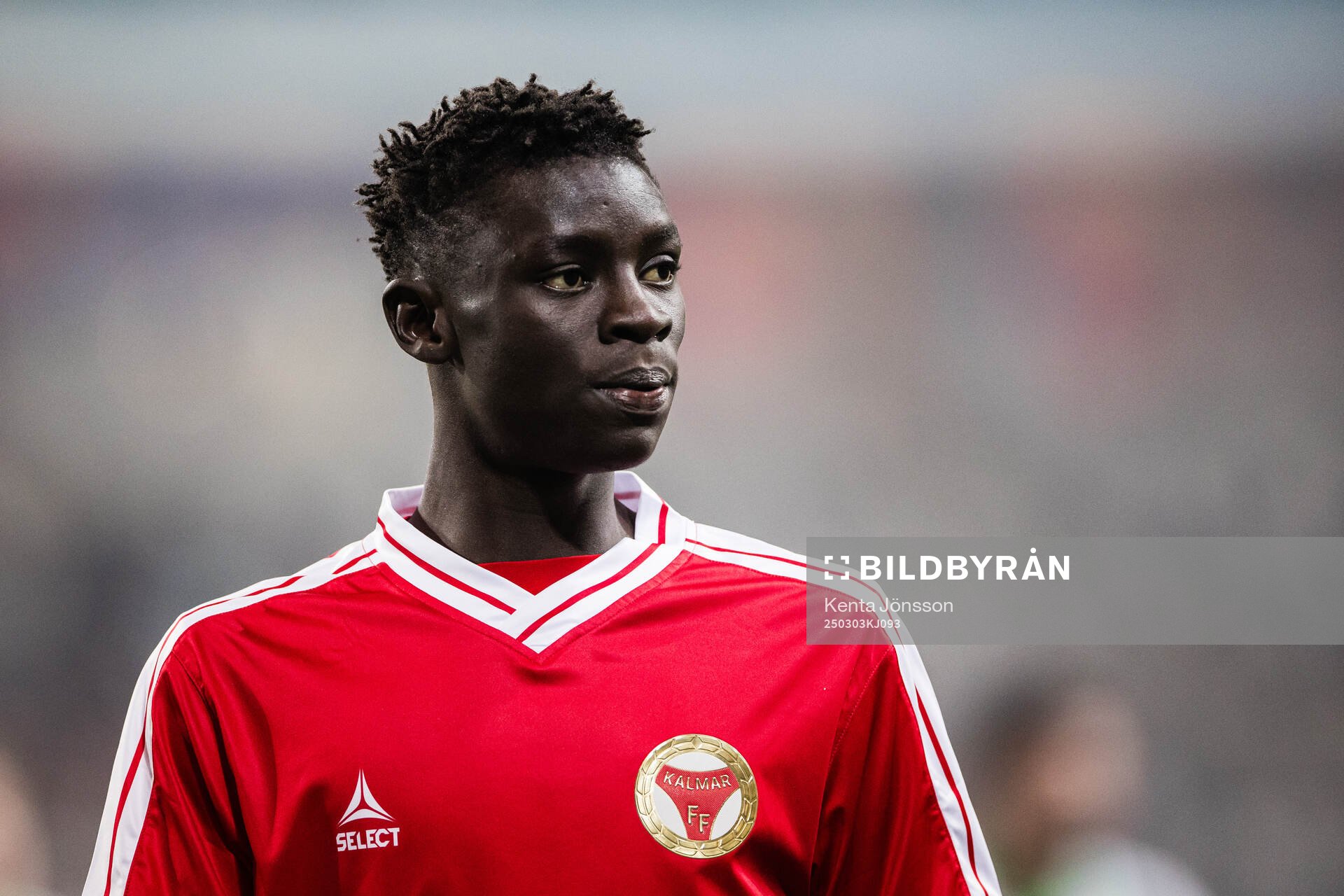 Kalmars Gibril Sosseh under fotbollsmatchen i Svenska Cupen mellan Hammarby och Kalmar den 3 mars 2025 i Stockholm. 