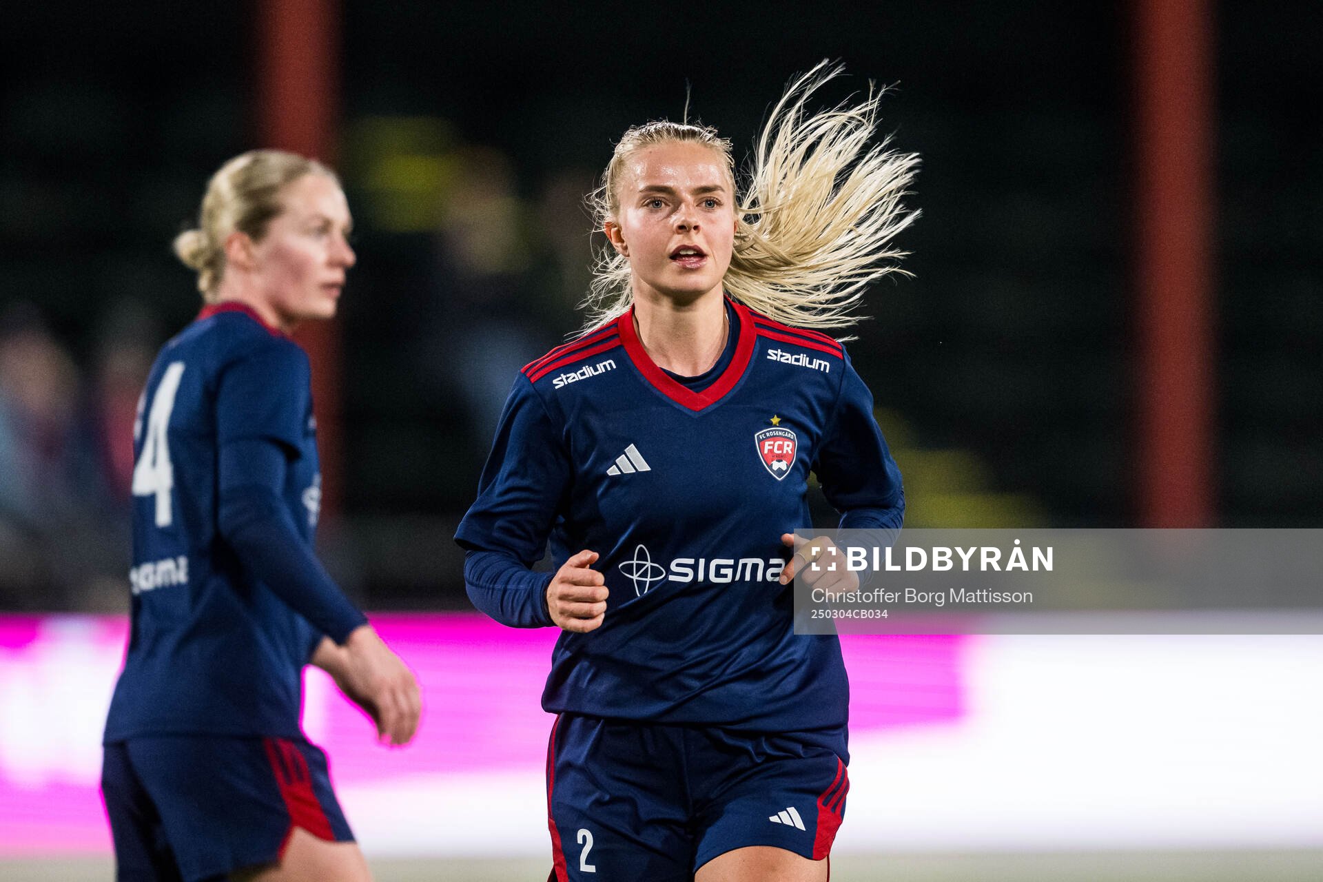 Rosengårds Emilie Woldvik under fotbollsmatchen i Svenska Cupen mellan Rosengård och Linköping den 4 mars 2025 i Malmö. 