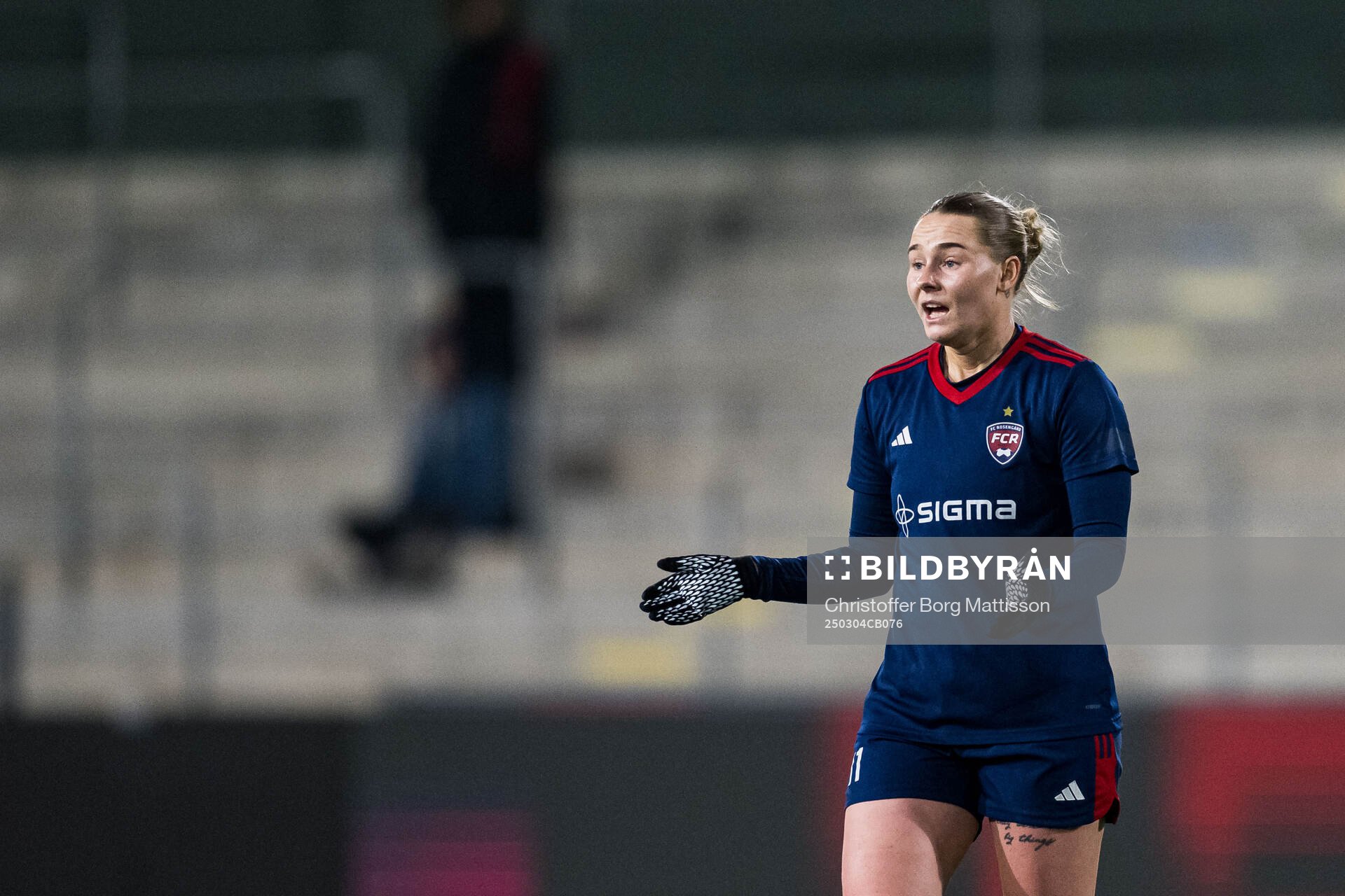Rosengårds Emma Jansson under fotbollsmatchen i Svenska Cupen mellan Rosengård och Linköping den 4 mars 2025 i Malmö. 