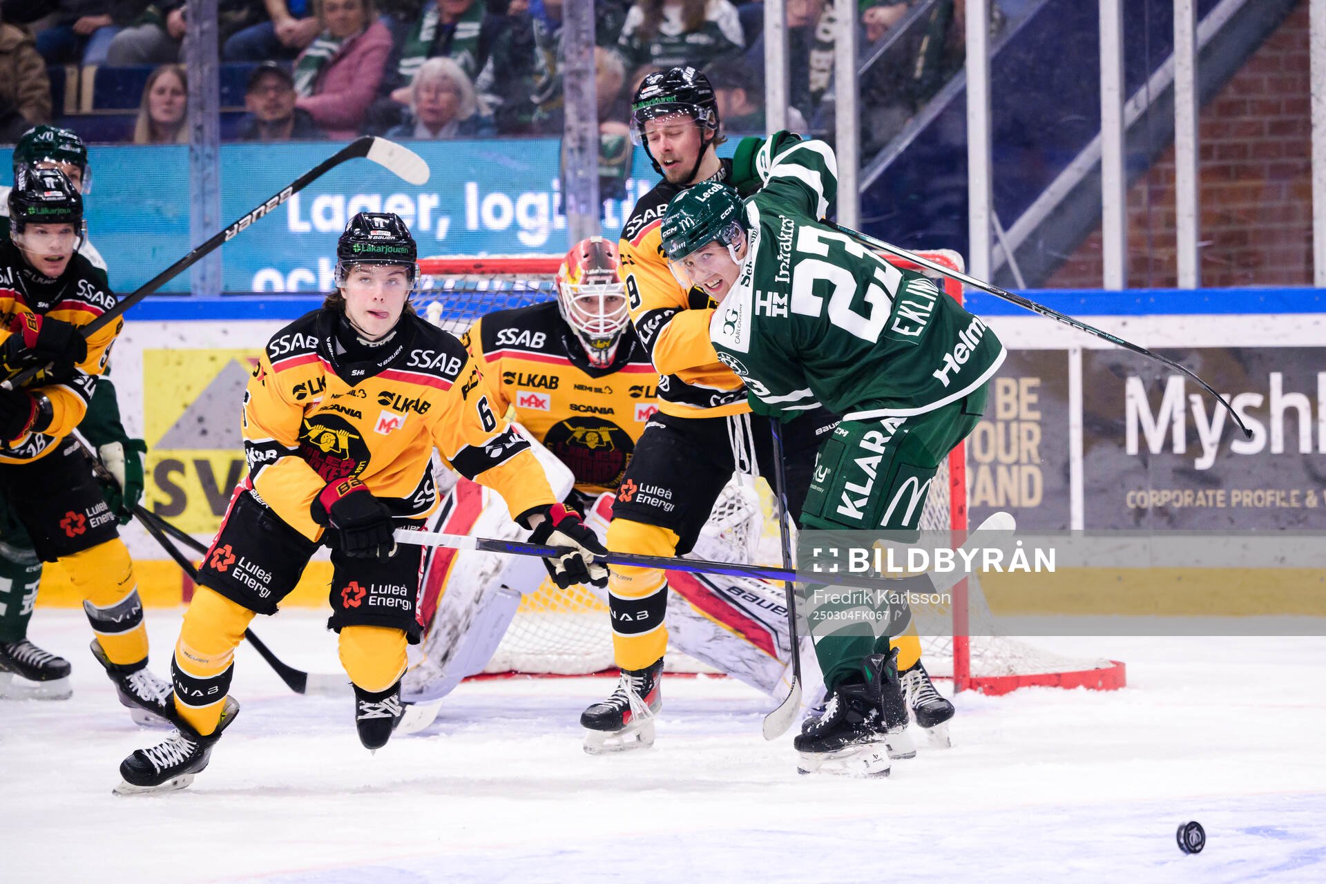 Luleås Isac Hedqvist, målvakt Matteus Ward och Ludvig