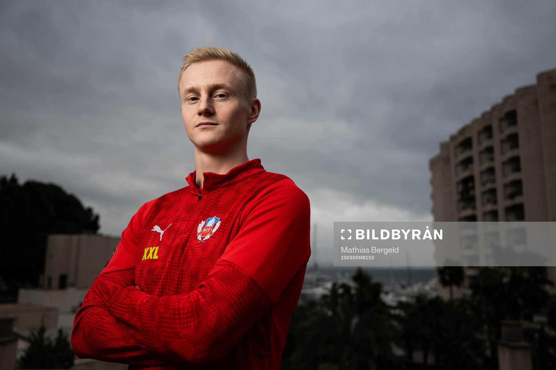 Helsingborgs Oscar Aga poserar för ett porträtt den 5 mars 2025 i Palma de Mallorca. 