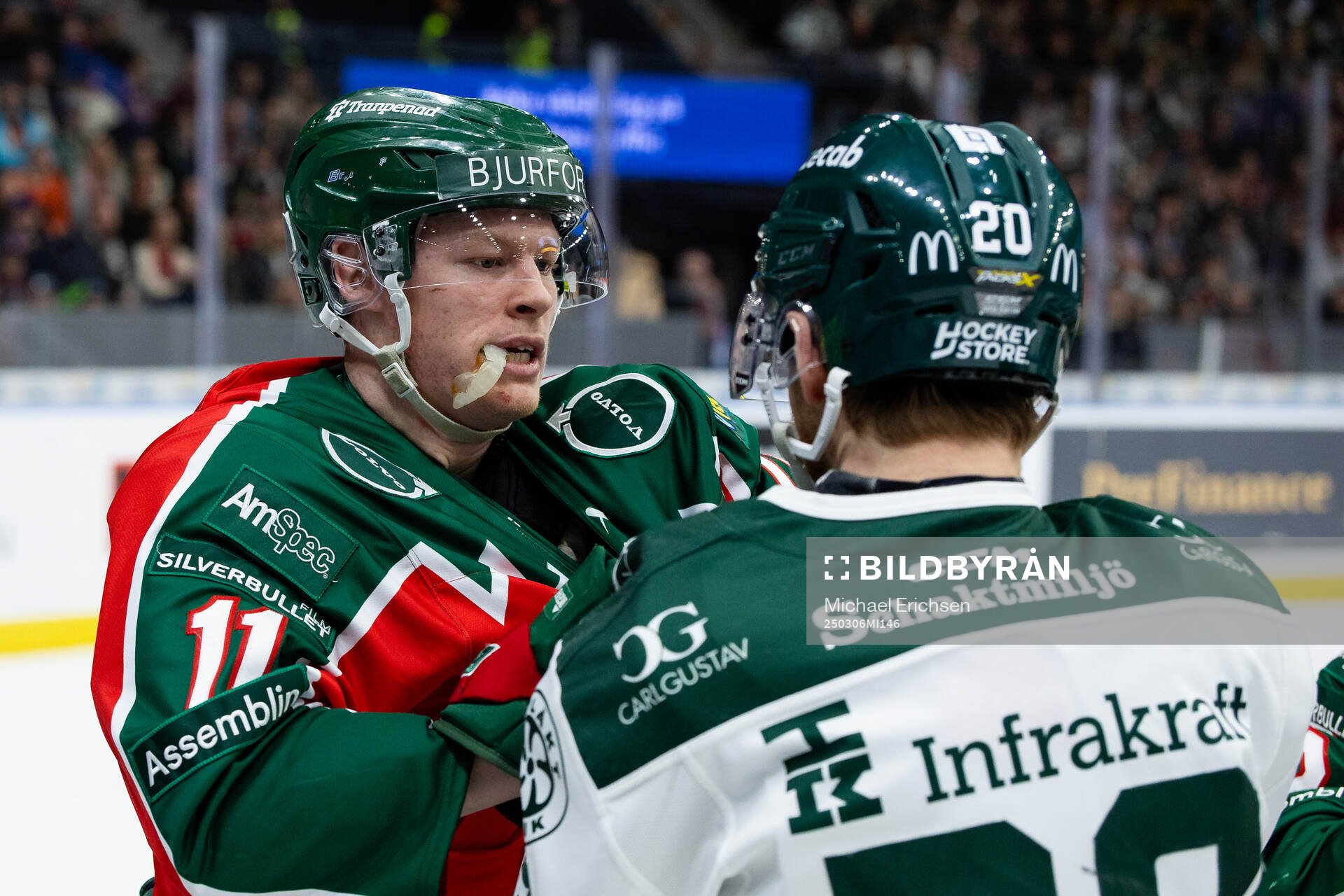 Frölundas Oskar Wahlberg och Färjestads Marcus Westfält