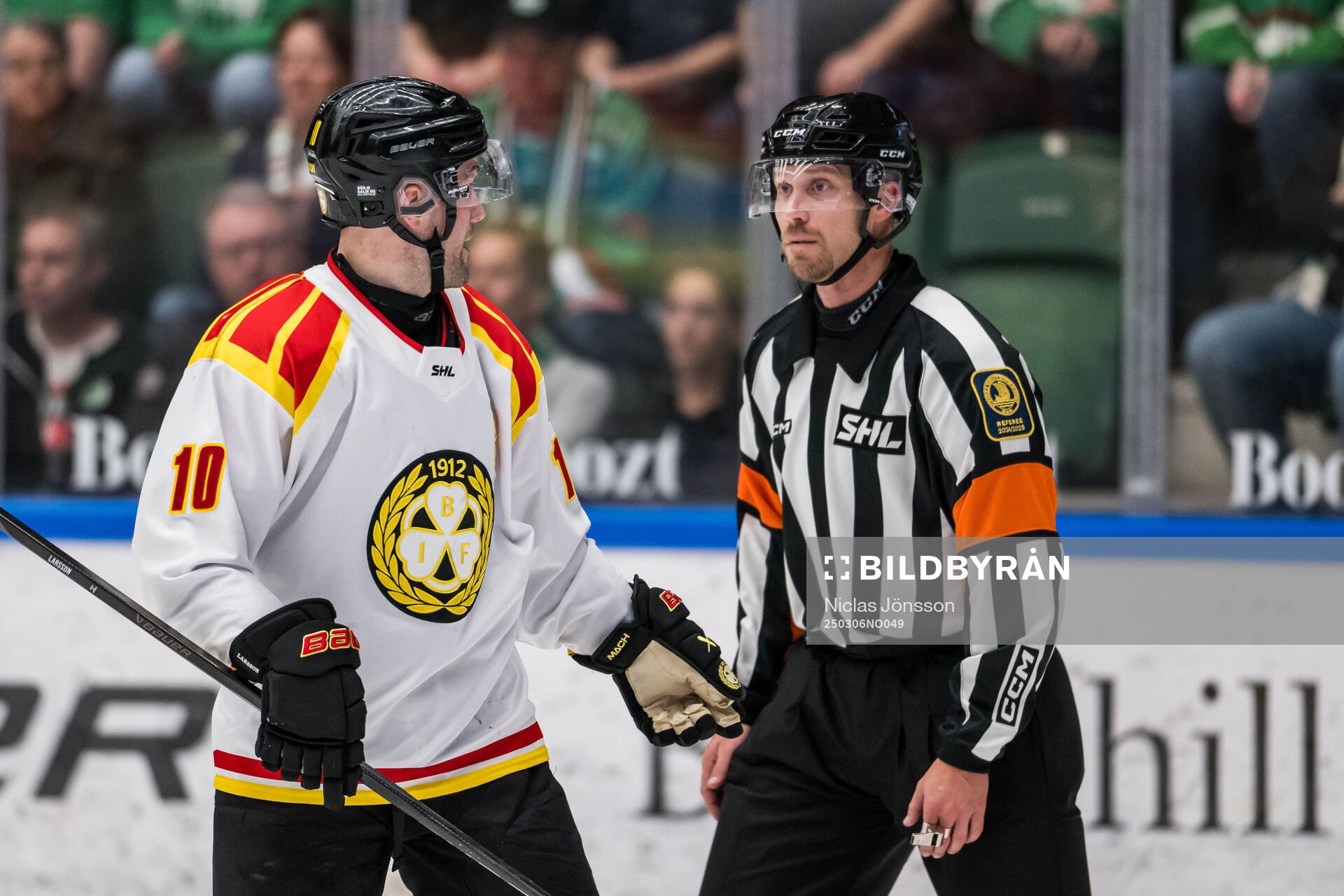 Brynäs Johan Larsson och Domare Andreas Harnebring