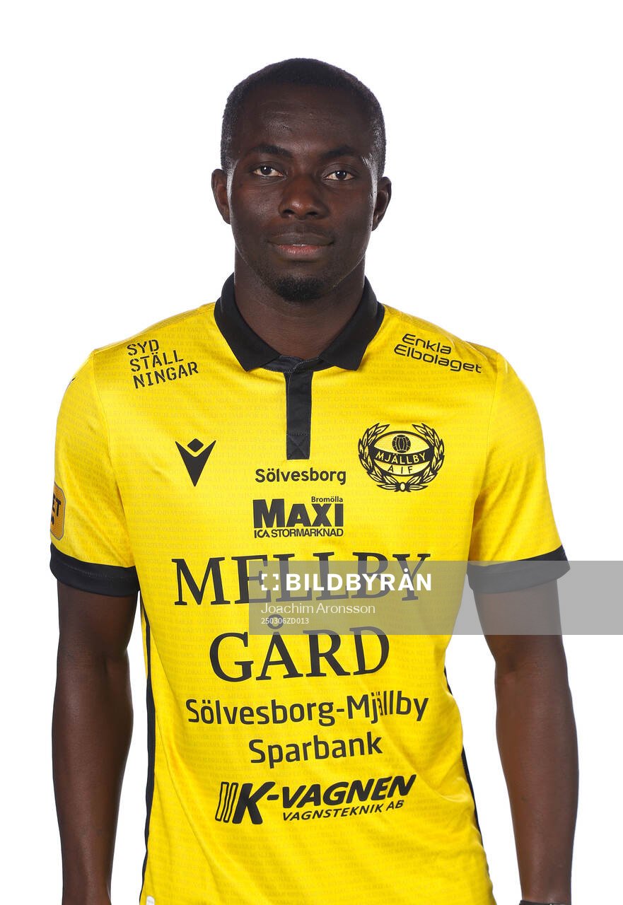 Mjällbys Abdoulie Manneh poserar för ett porträtt den 6 mars 2025 i Blekinge.