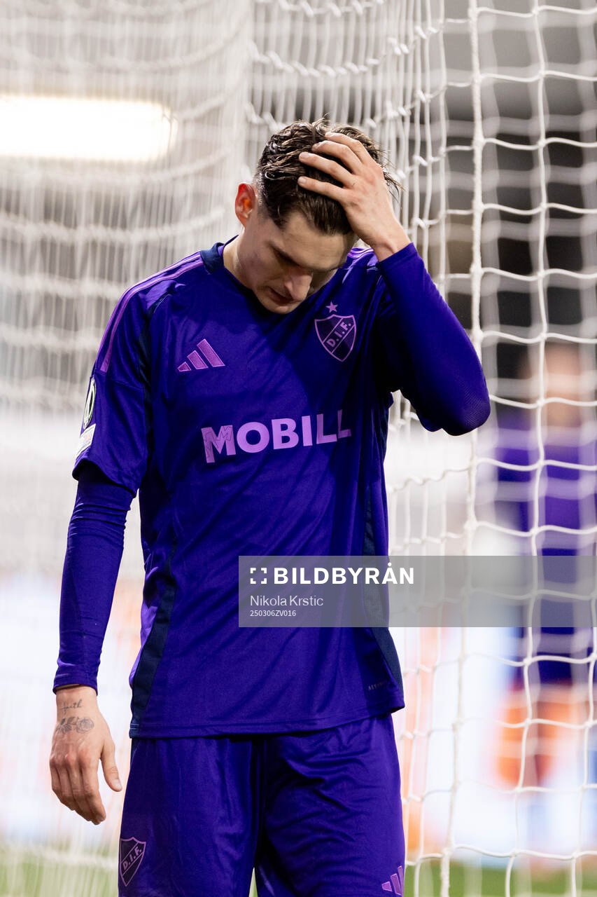 Nino Žugelj of Djurgården looks dejected