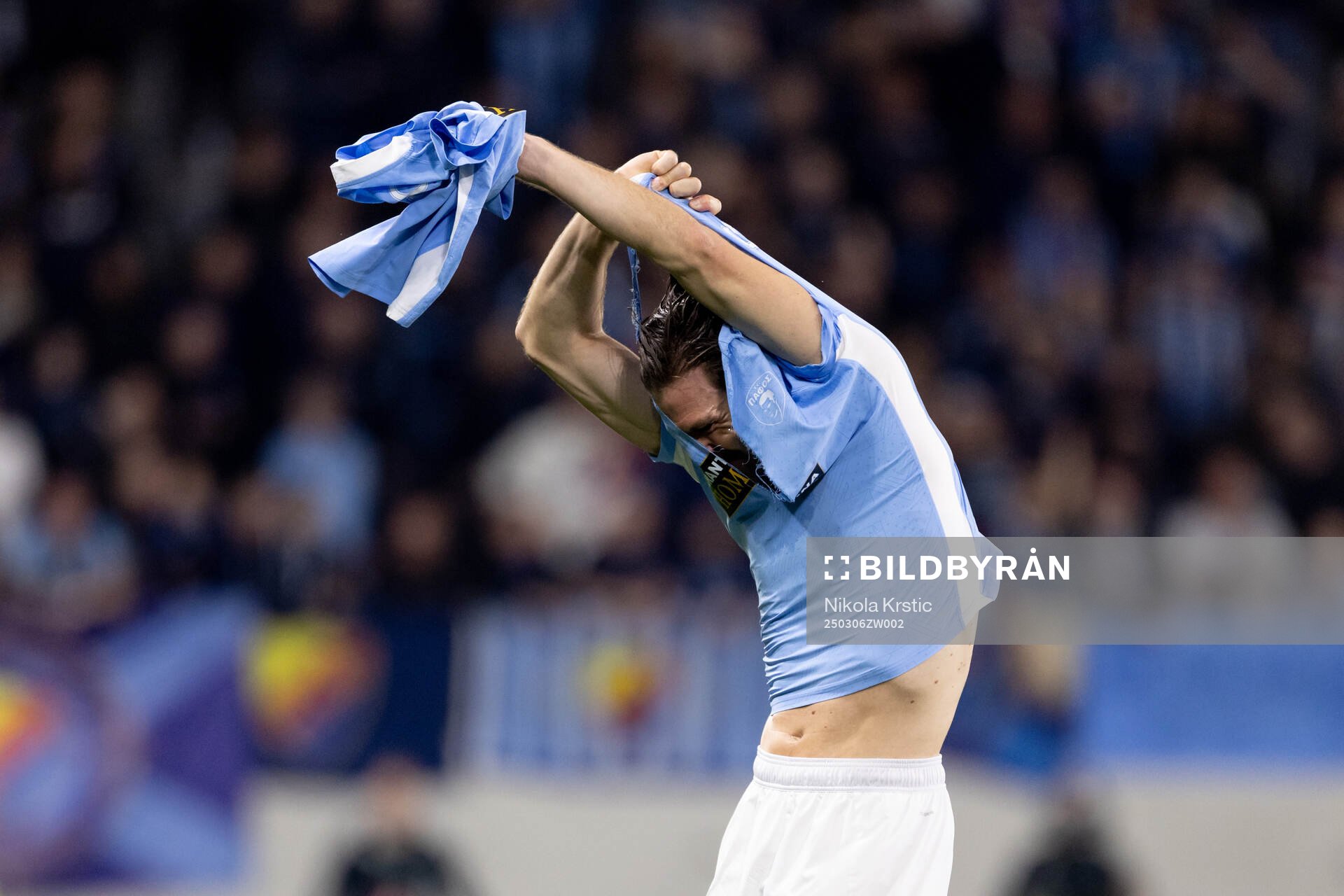 Pepe of Pafos with a broken jersey