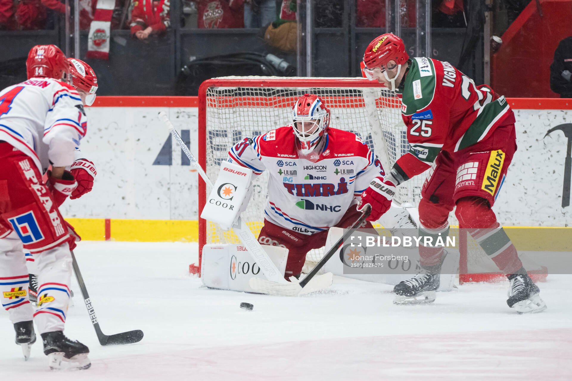 Timrås målvakt Tim Juel och Modos Sam Vigneault