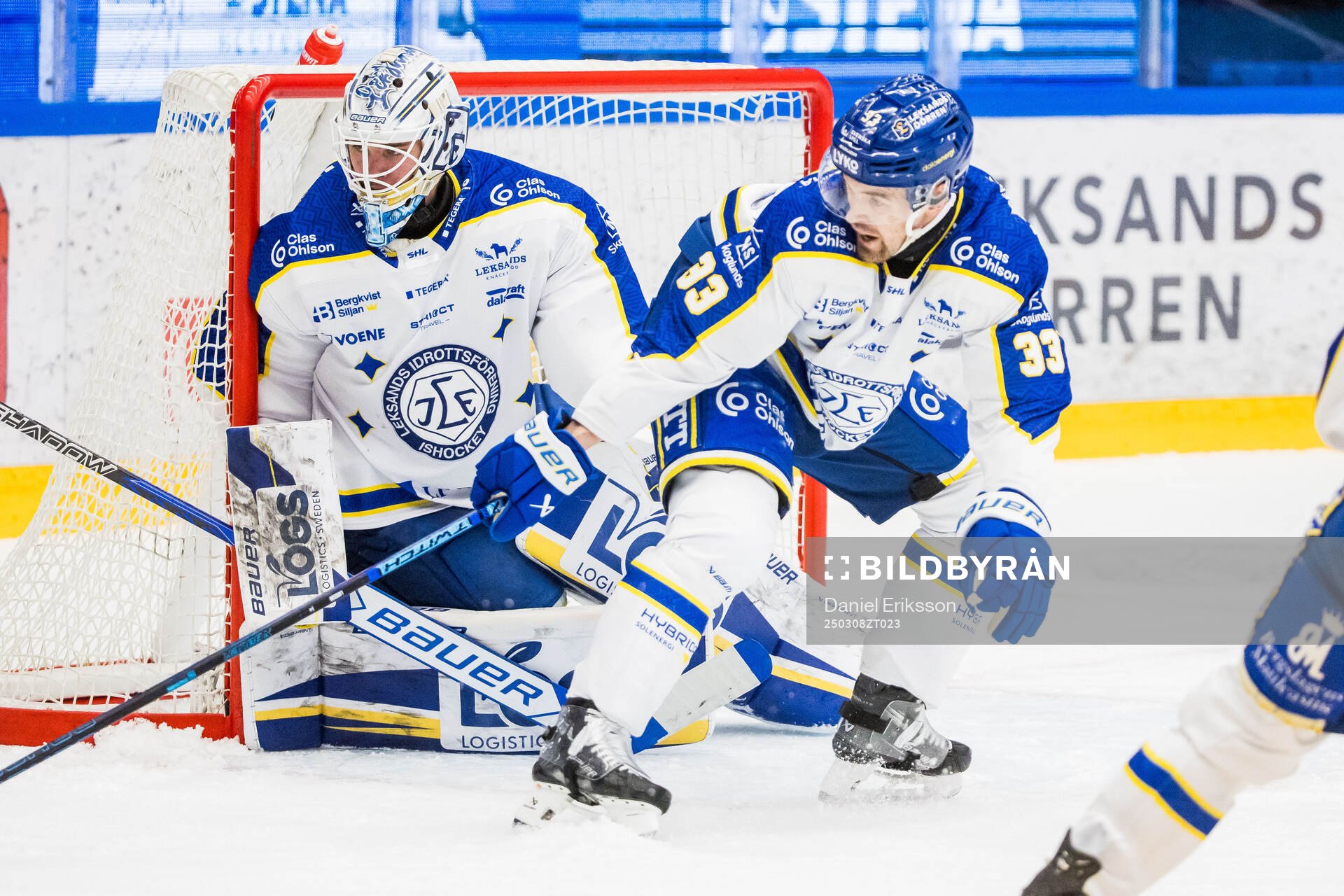 Leksands målvakt Marcus Gidlöf och Eddie Larsson