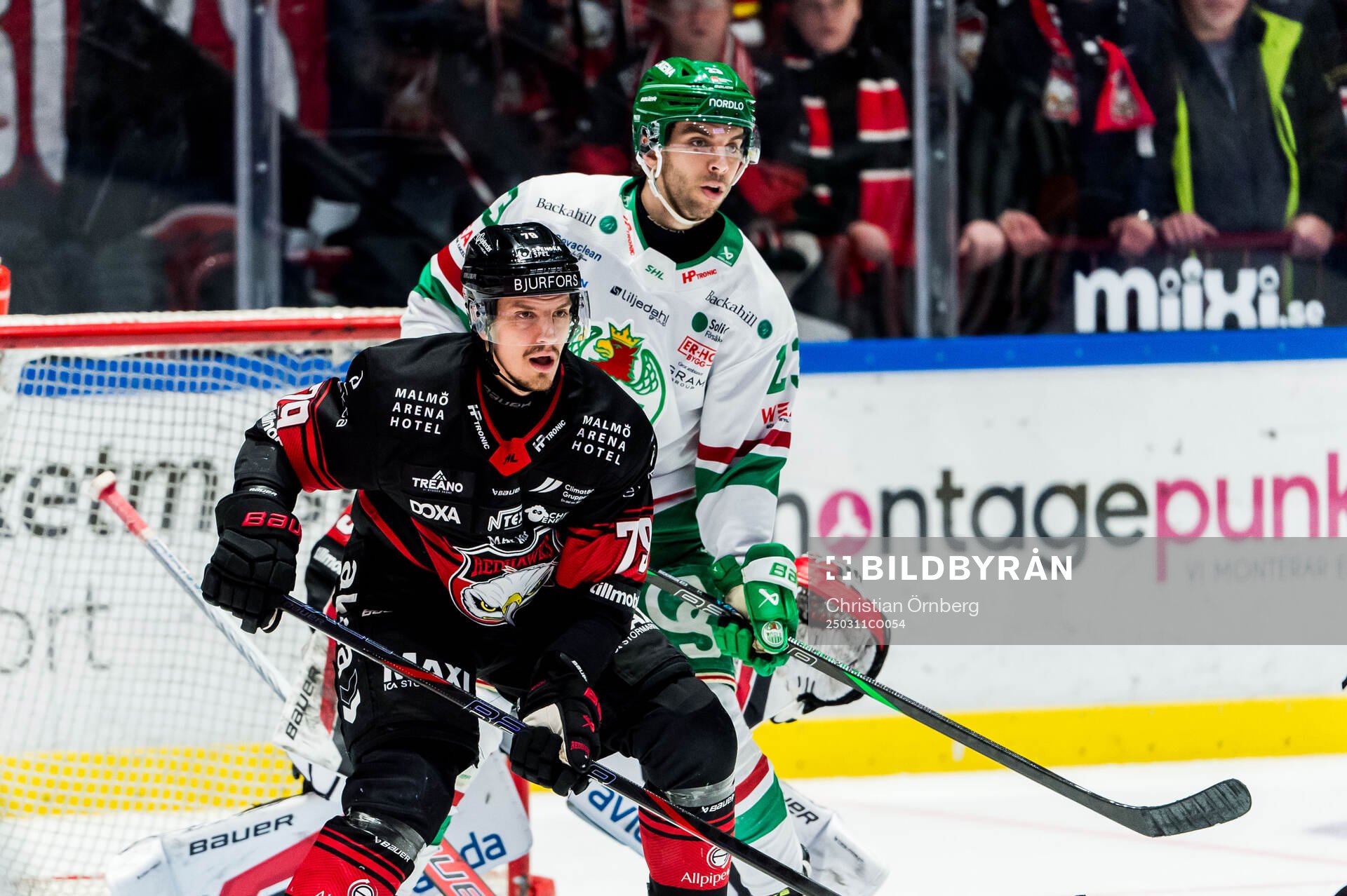 Malmö Redhawks Jakub Galvas och Rögles Josh Dickinson
