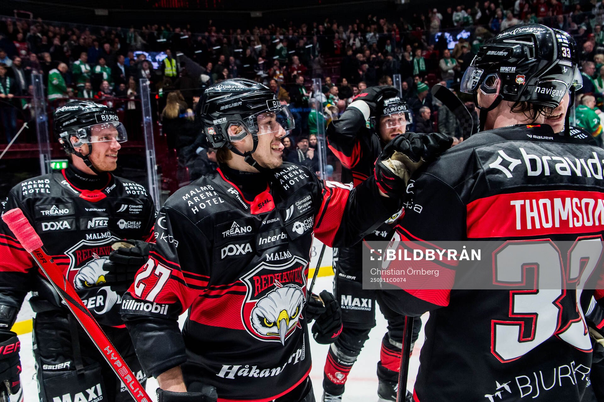 Malmö Redhawks Henrik Haapala och Lassi Thomson jublar