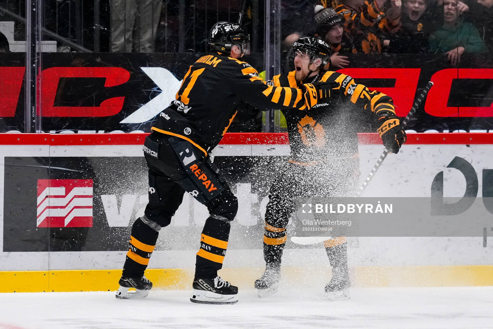 Skellefteås Jonathan Davidsson och Max Lindholm jublar