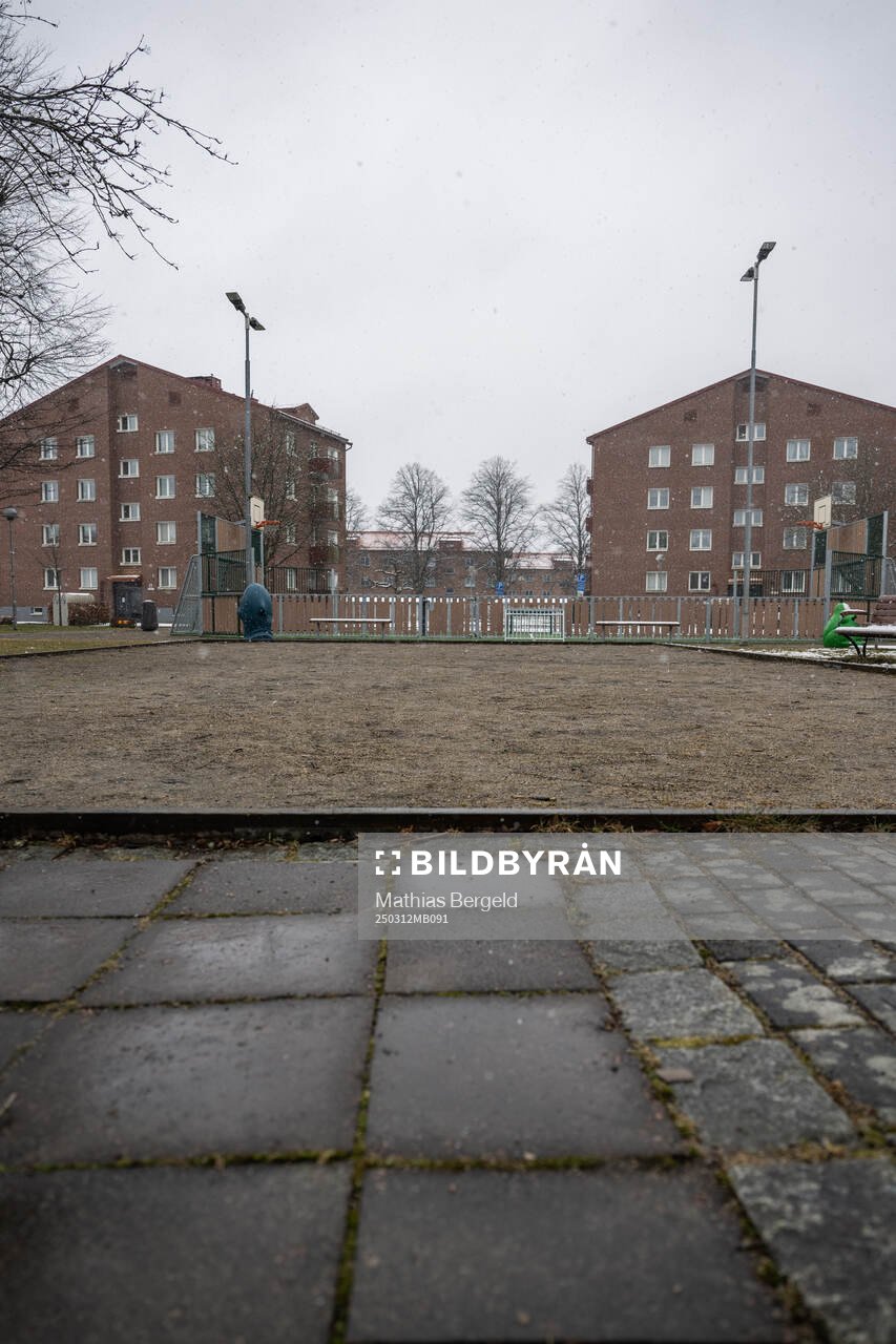En lekplats under en fotografering den 12 mars 2025 i Borås. 