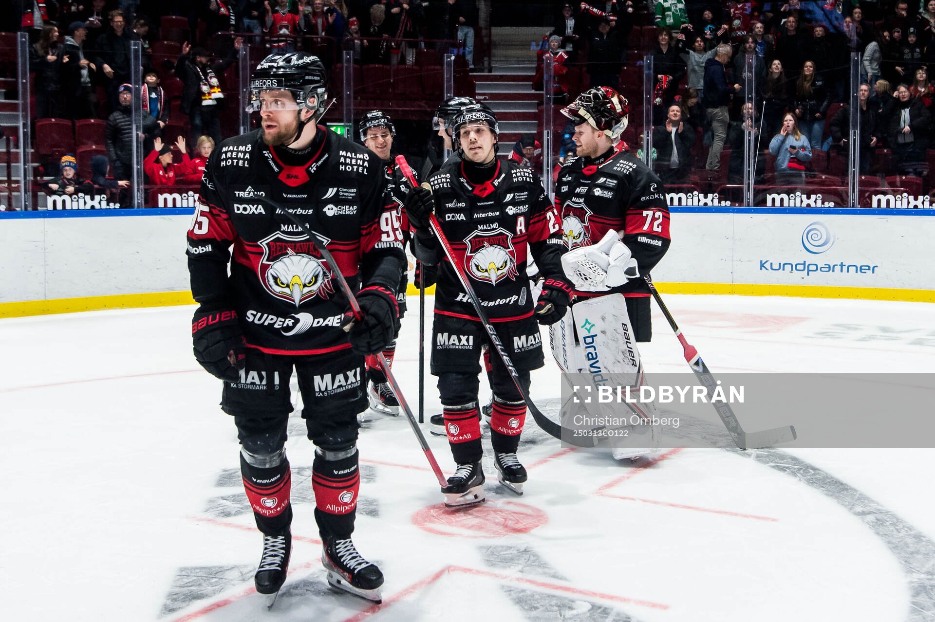 Malmö Redhawks Carl Persson, Henrik Haapala och målvakt