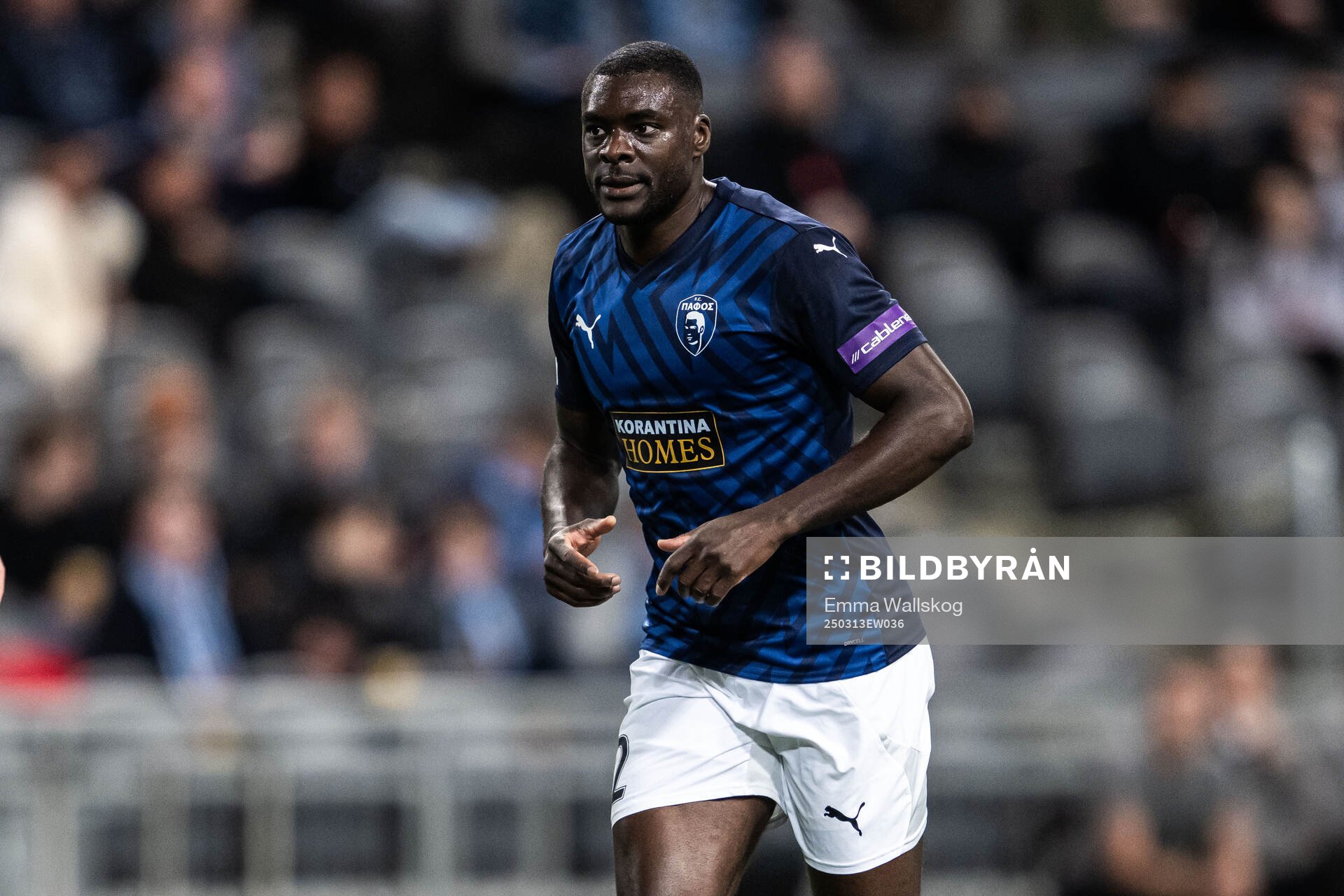 Ken Sema of Pafos during the UEFA Conference League football match between Djurgården and Pafos on March 13, 2025 in Stockholm.