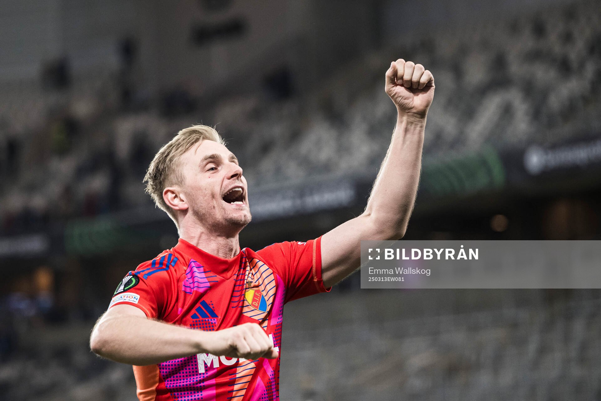 Goalkeeper Jacob Rinne of Djurgården celebrates