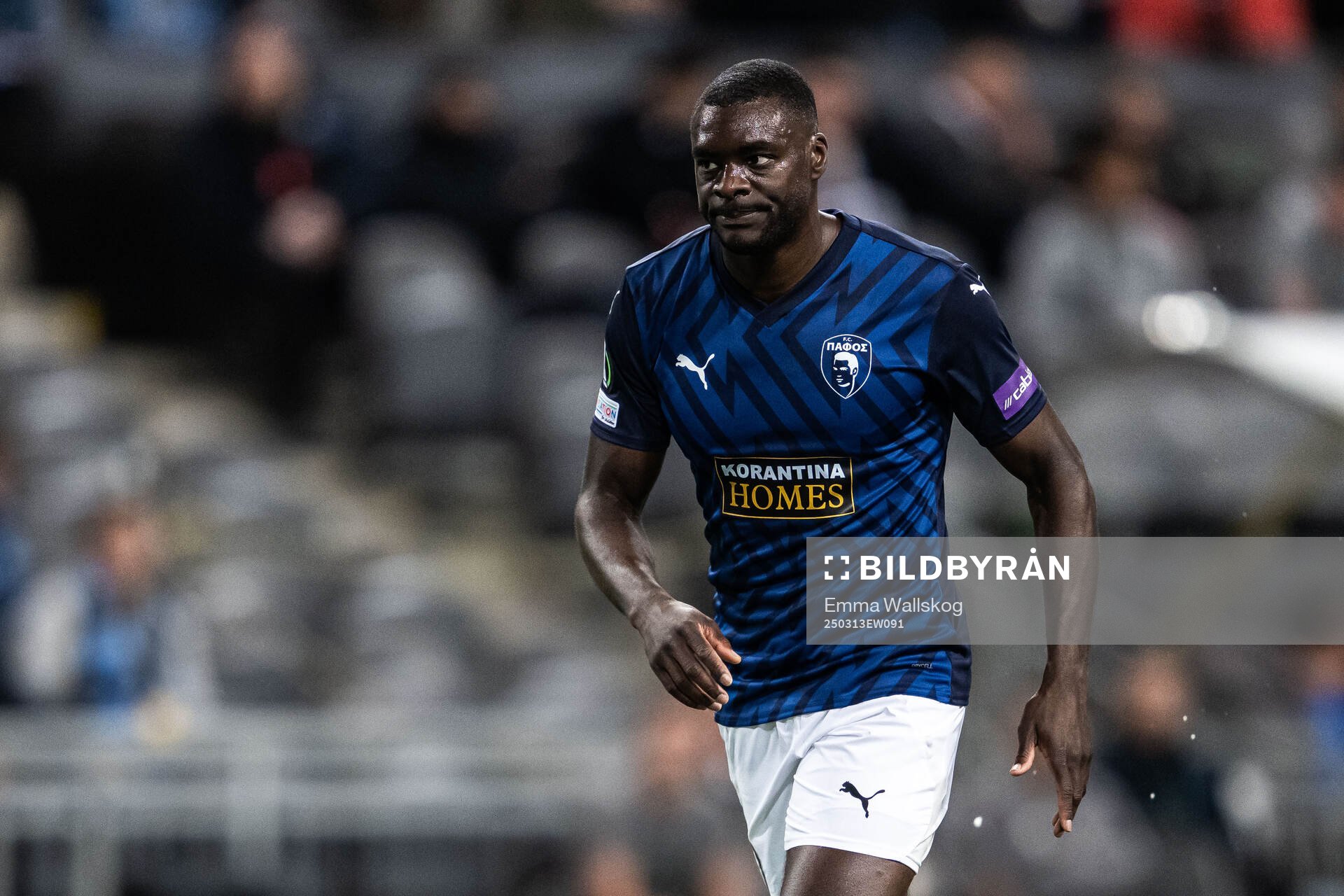 Ken Sema of Pafos during the UEFA Conference League football match between Djurgården and Pafos on March 13, 2025 in Stockholm.