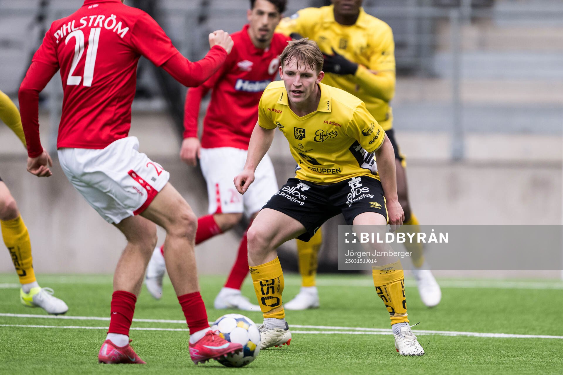Elfsborgs Arvid Södeliden under träningsmatchen i fotboll mellan Elfsborg och Degerfors den 15 mars 2025 i Borås. 