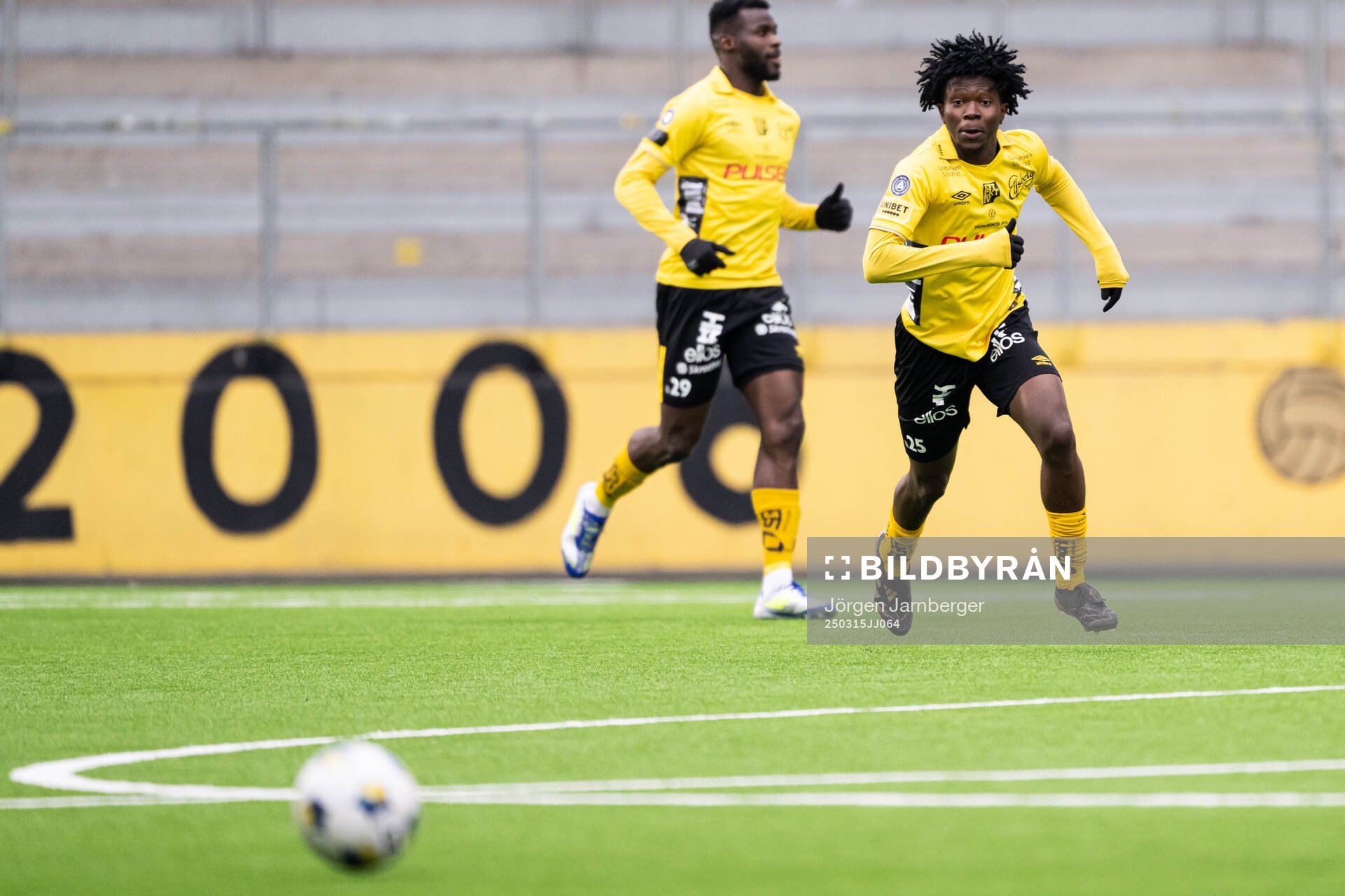 Elfsborgs Ozor Victor Okeke under träningsmatchen i fotboll mellan Elfsborg och Degerfors den 15 mars 2025 i Borås. 