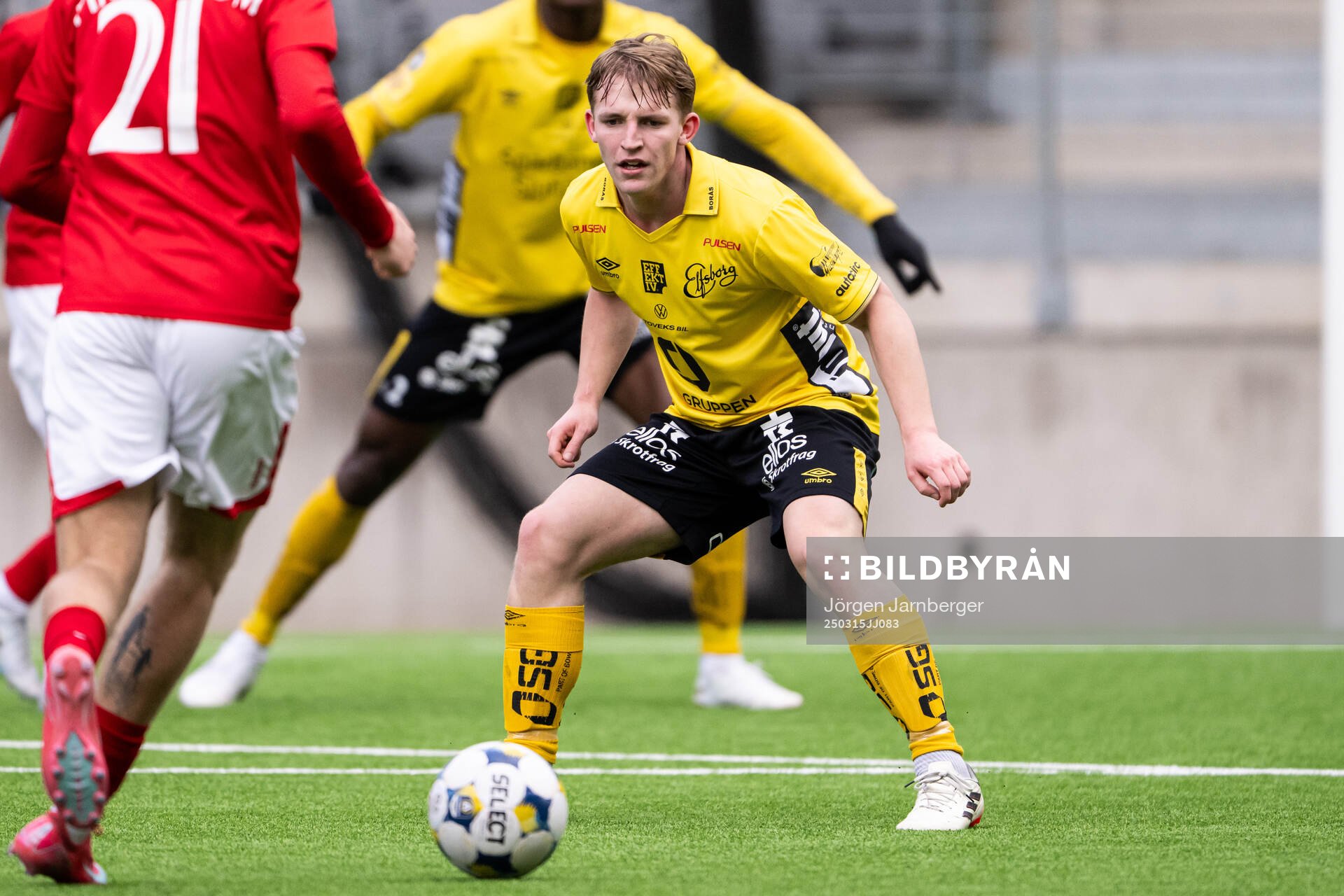Elfsborgs Arvid Södeliden under träningsmatchen i fotboll mellan Elfsborg och Degerfors den 15 mars 2025 i Borås. 