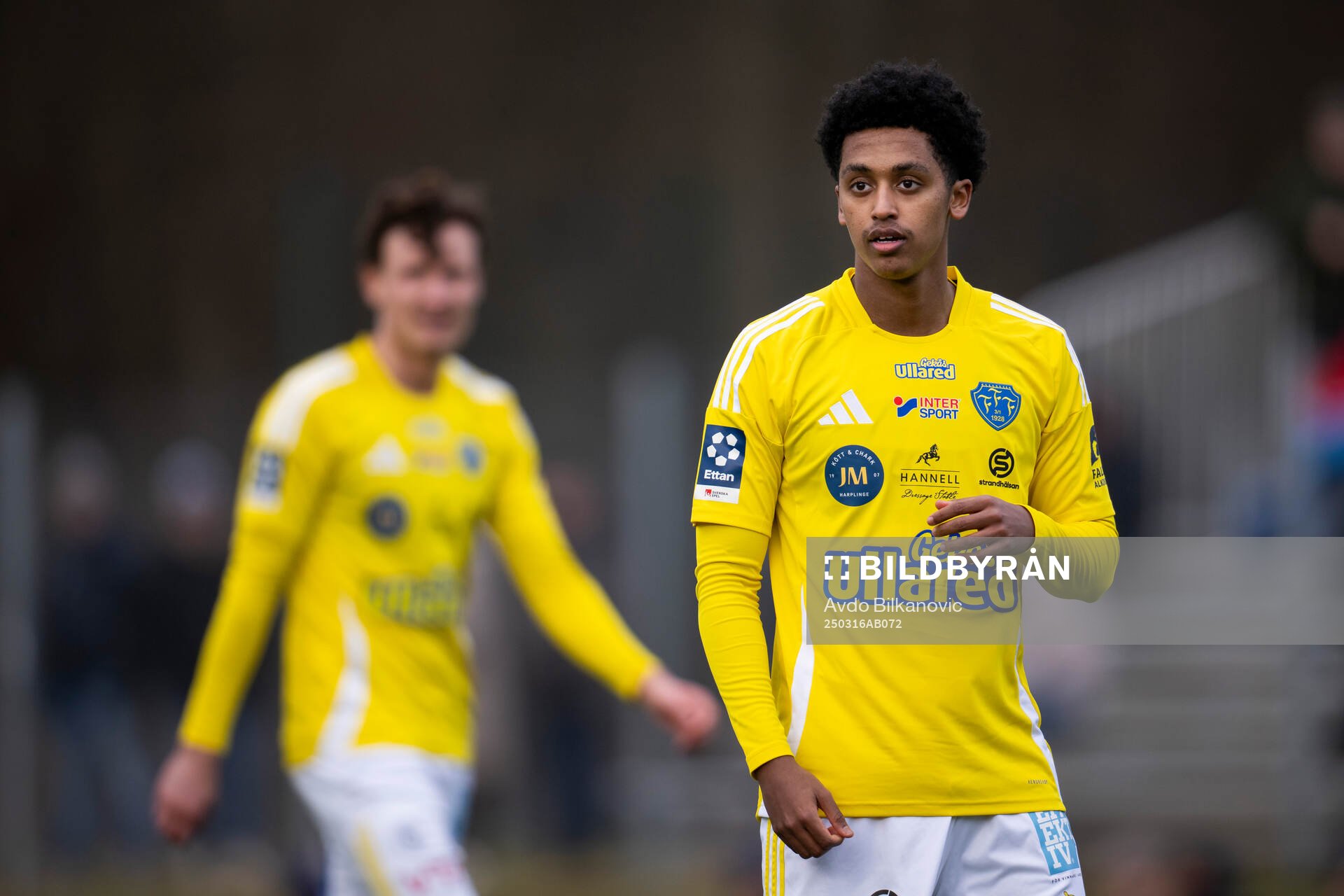 Falkenbergs Seif Ali Hindi under träningsmatchen mellan Helsingborg och Falkenberg den 16 mars 2025 i Helsingborg. 