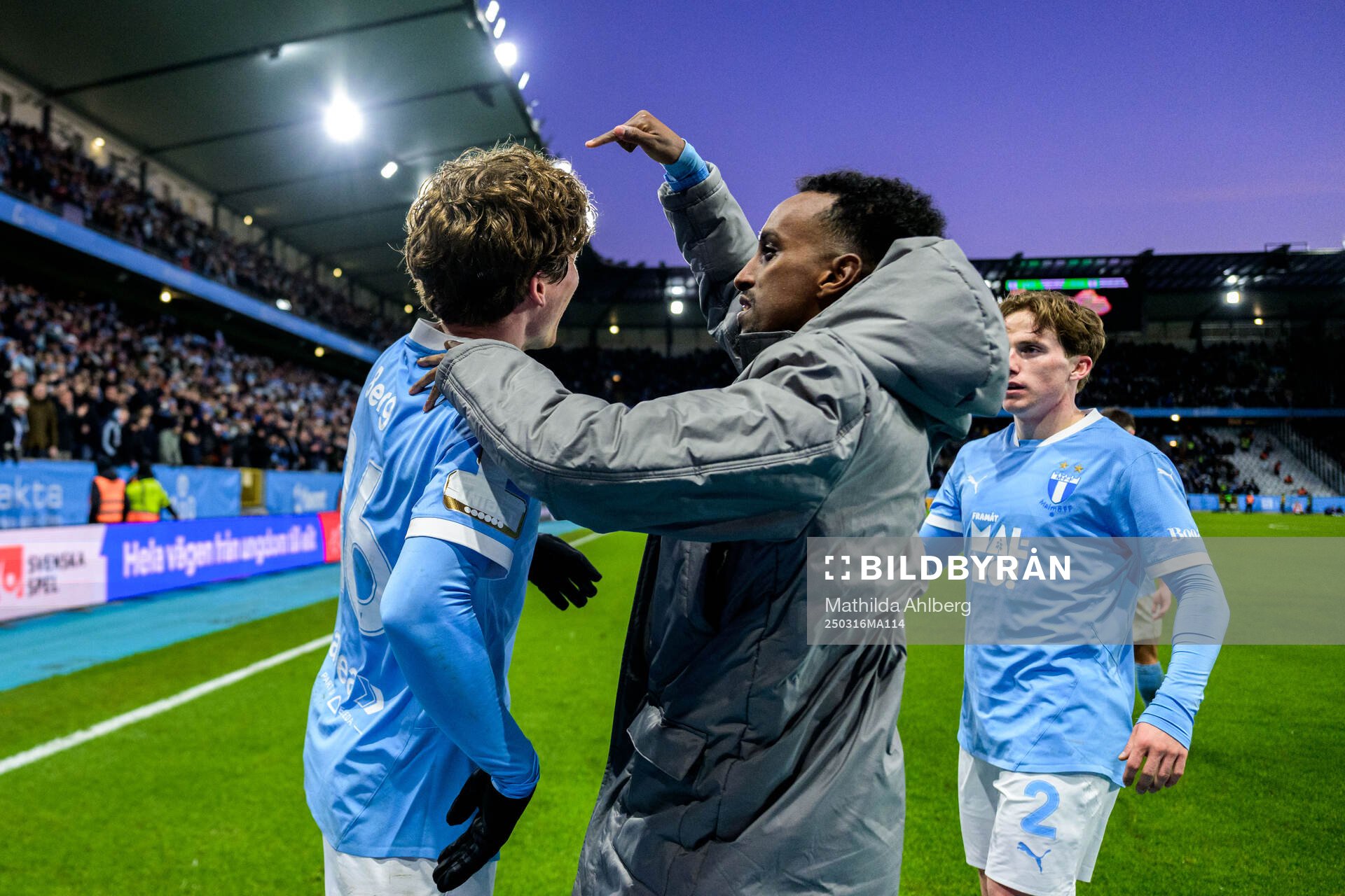 Malmö FFs Oliver Berg, Taha Ali och Johan Karlsson jublar