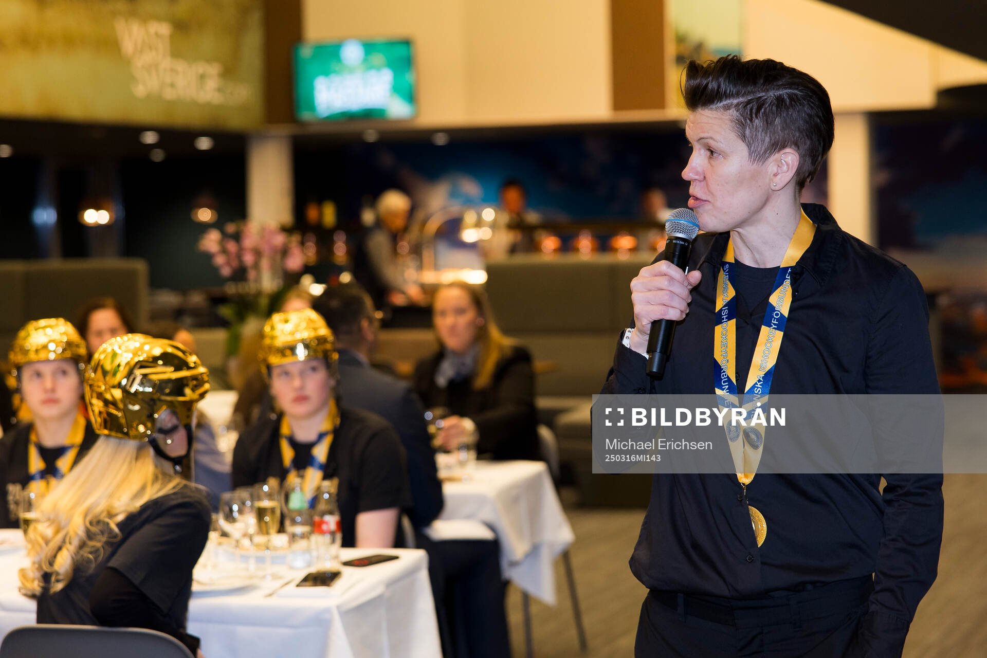 Frölundas tränare Erika Holst på guldfesten