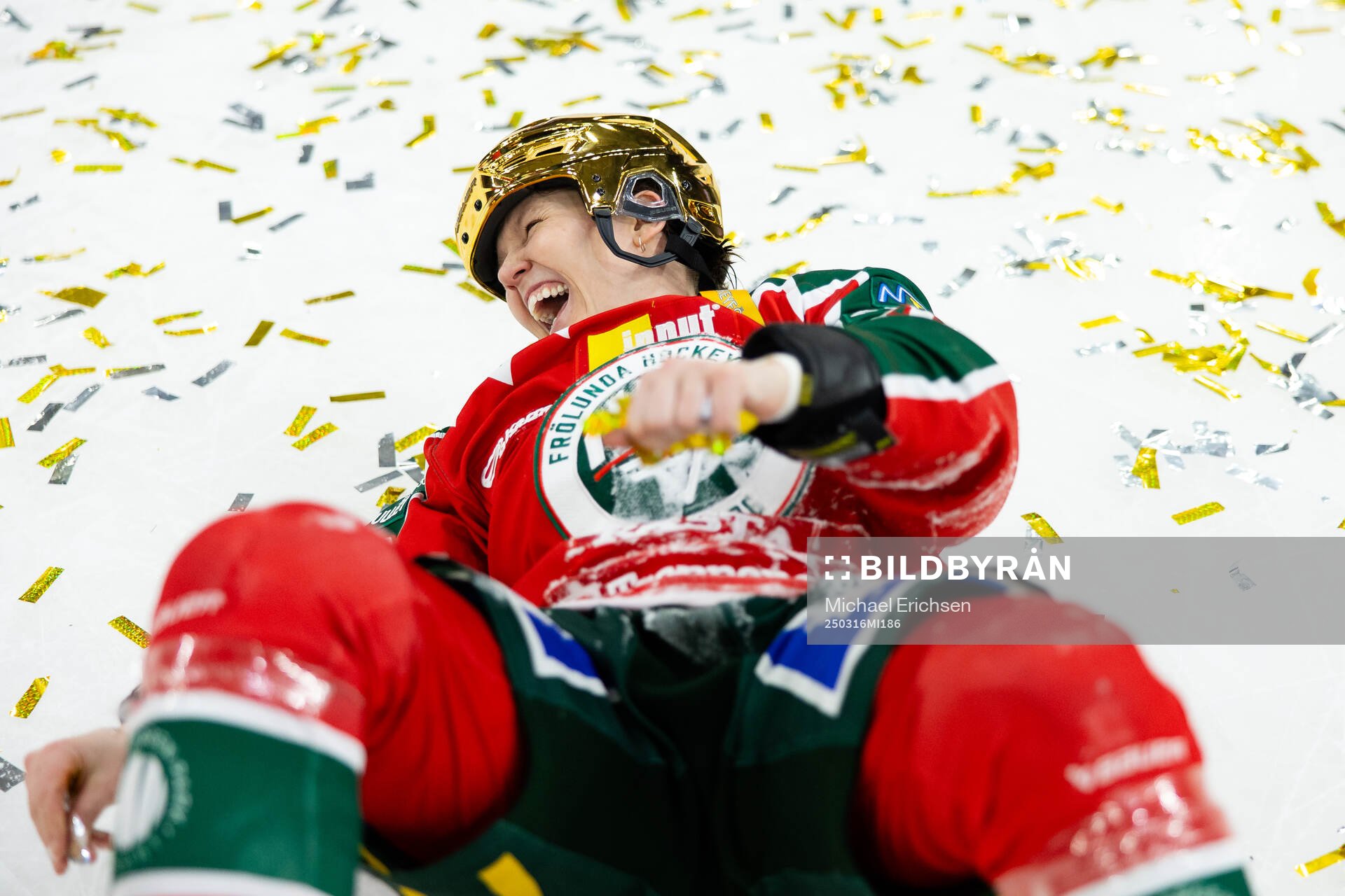Frölundas Michelle Karvinen jublar