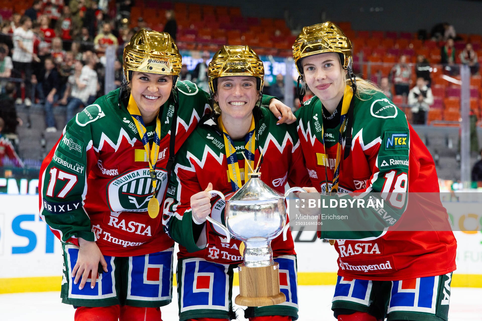 Frölundas Sofie Lundin, Sydney Brodt och Elisa Holopainen