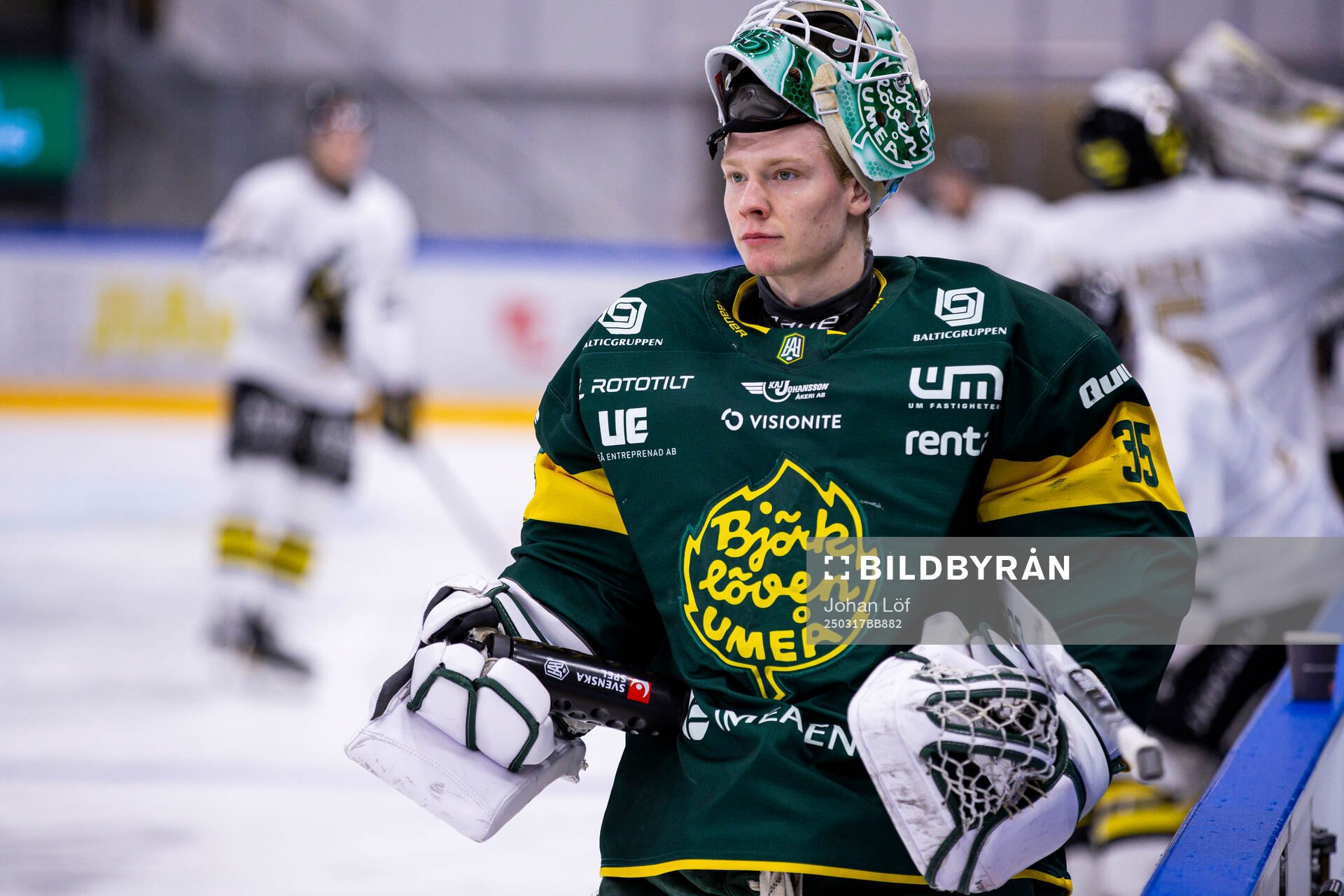 Björklövens målvakt Melker Thelin innan kvartsfinal ett