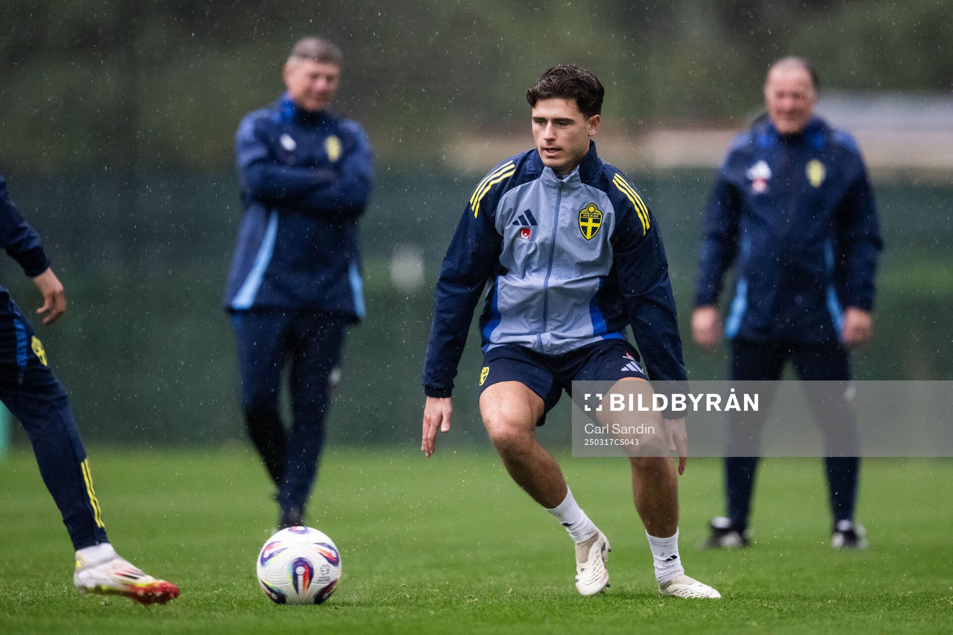 Besfort Zeneli of the Swedish men's national football team during a training session on March 17, 2025 in Marbella. 