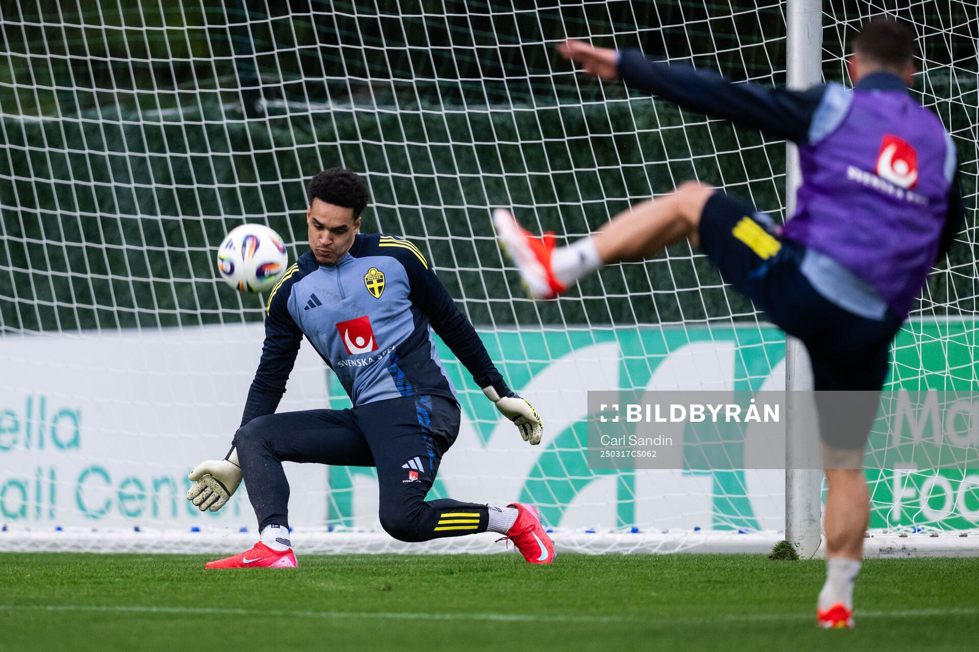 Goalkeeper Oliver Dovin of the Swedish men's national