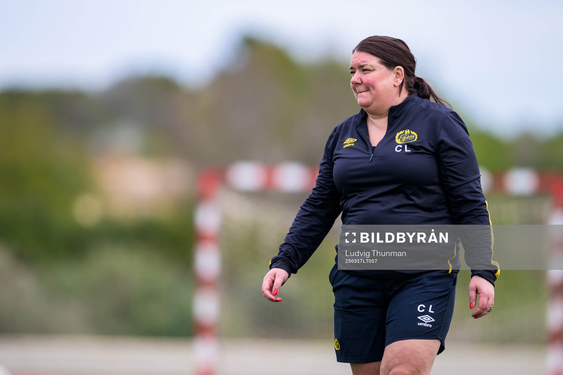 Lagledare Cecilia Lindberg under en träning med Elfsborg den 17 mars 2025 i Colonia de Sant Jordi. 