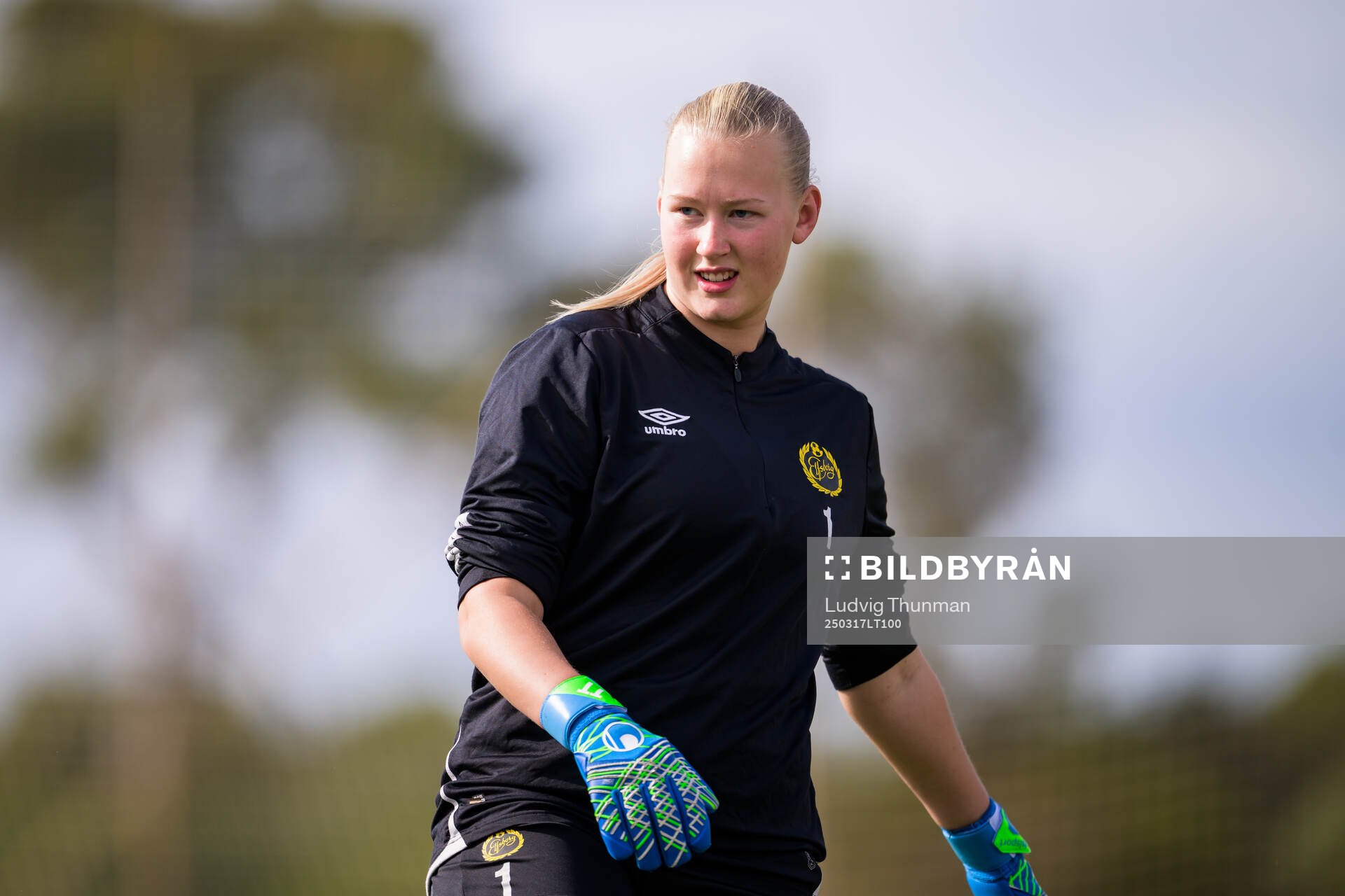 Målvakt Tilda Torstensson under en träning med Elfsborg den 17 mars 2025 i Colonia de Sant Jordi. 
