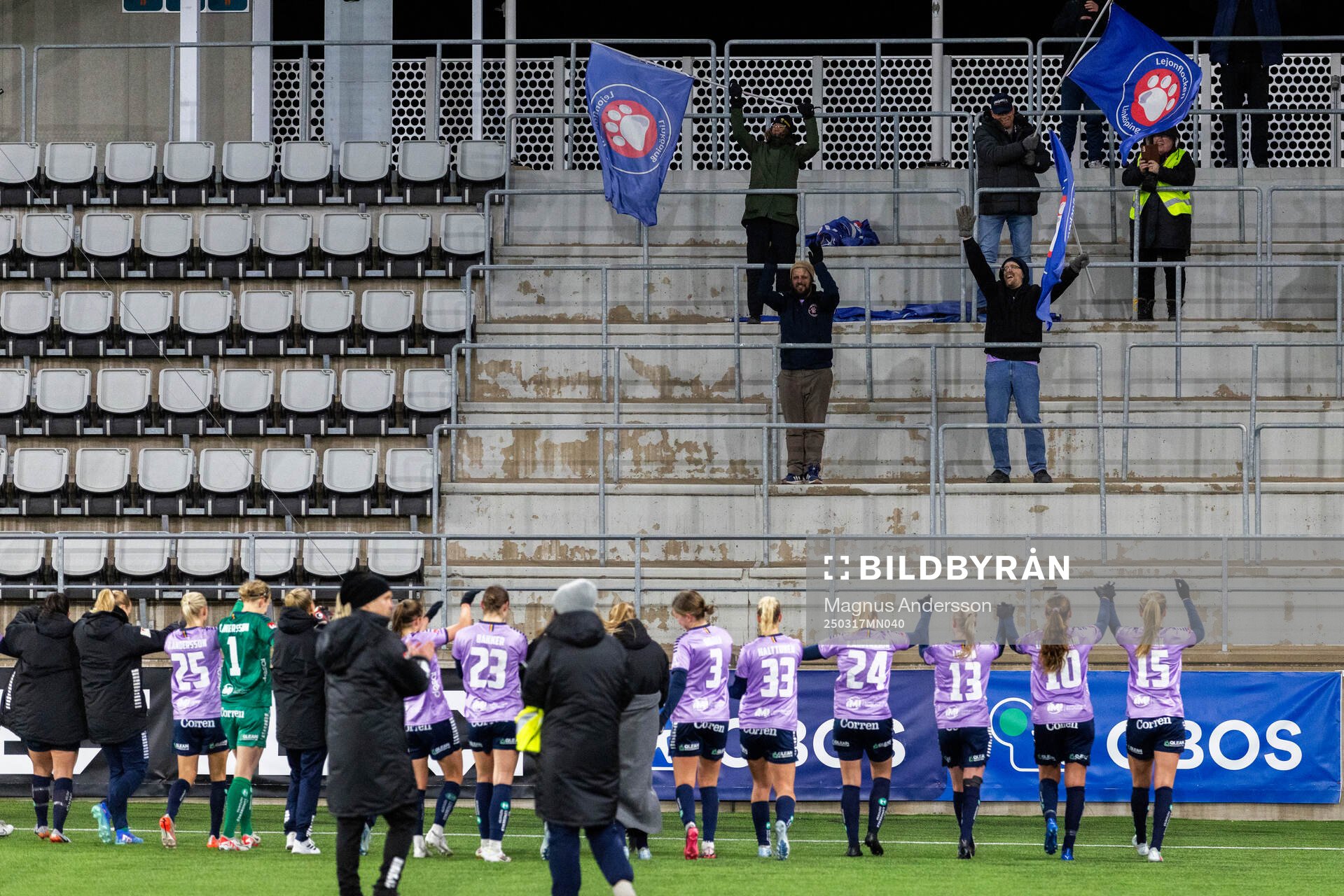 Linköpings spelare jublar med supportrar