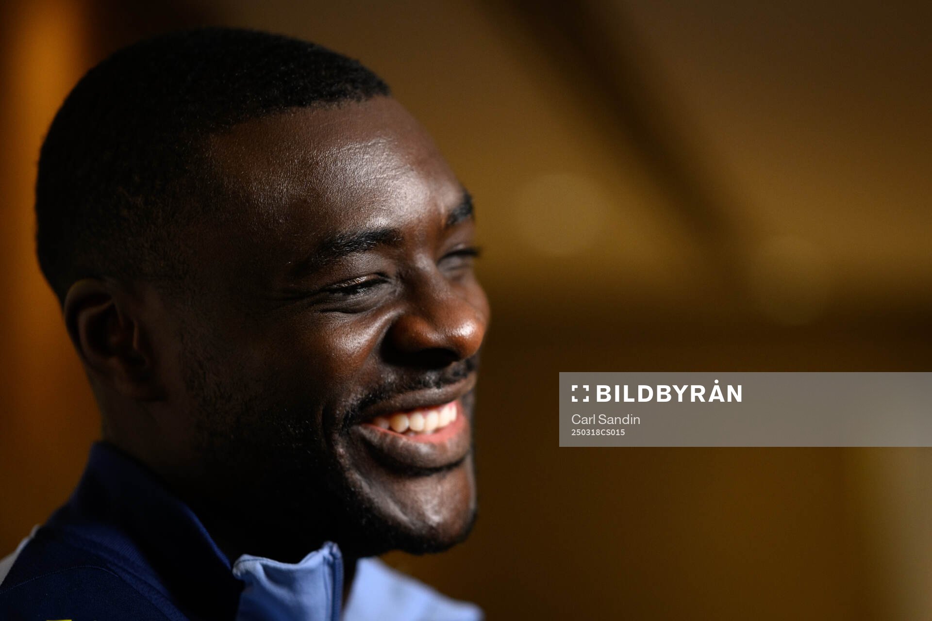 Ken Sema of the Swedish men's national football team at a press event on March 18, 2025 in Marbella. 