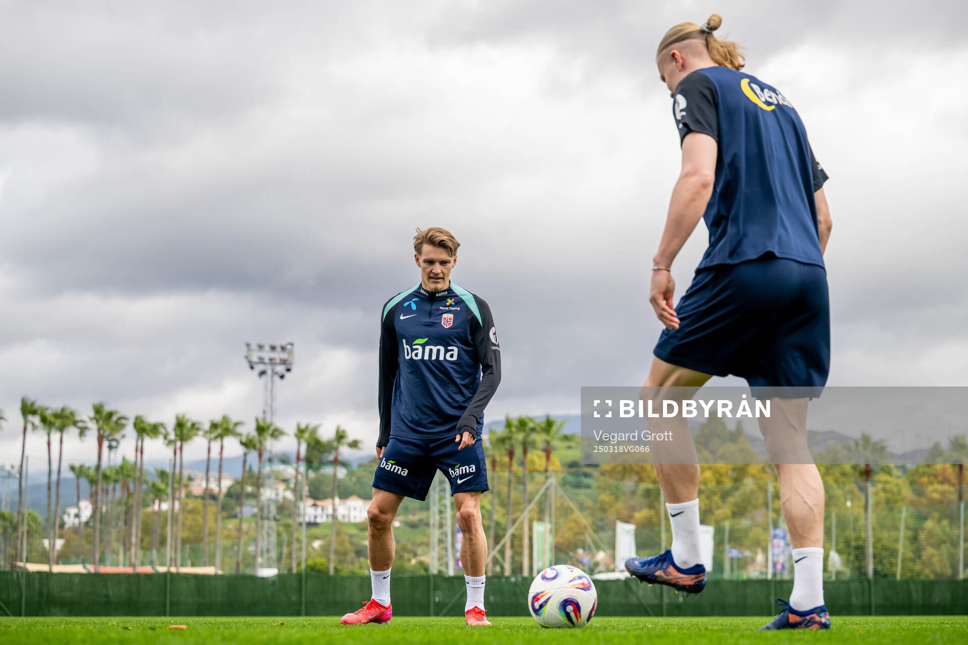 Martin Ødegaard and Erling Braut Haaland of the Norwegian