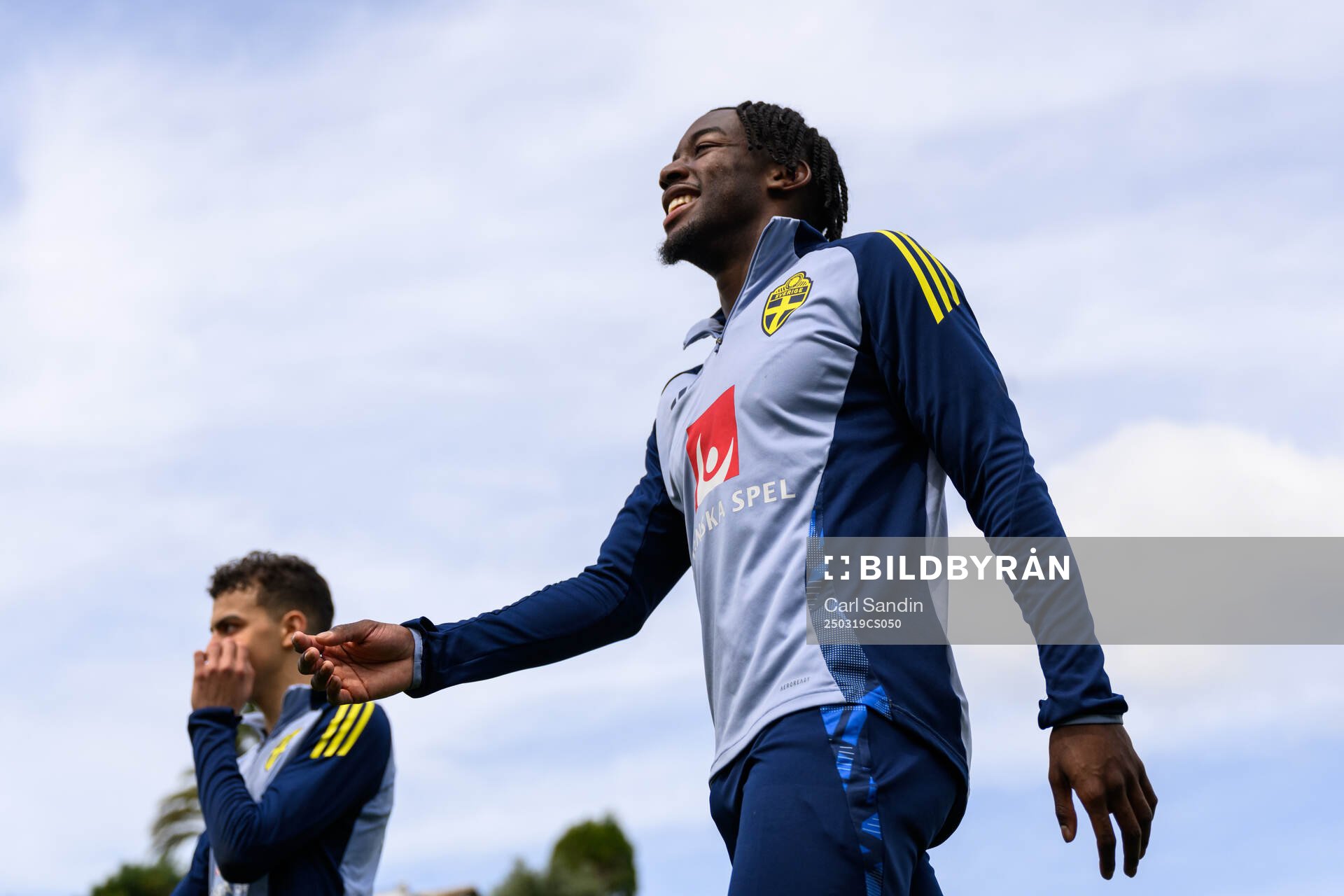 Anthony Elanga of the Swedish men's national football team after a training session on March 19, 2025 in Marbella. 