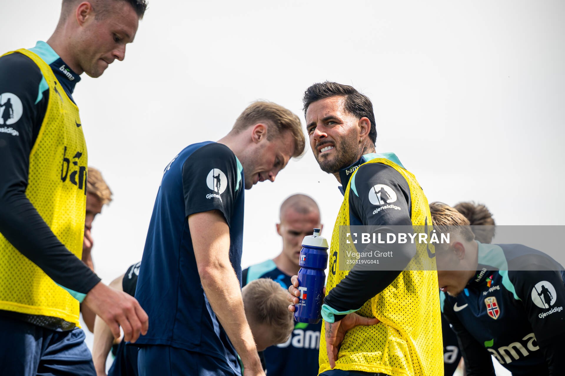 Aron Dønnum of the Norwegian national football team drinks