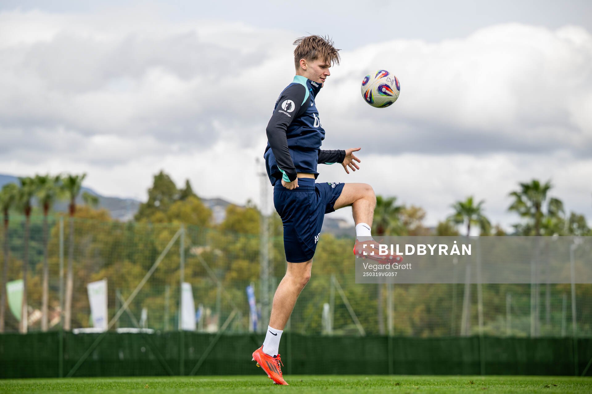 David Møller Wolfe of the Norwegian national football team during a training session on March 19, 2025 in Marbella.