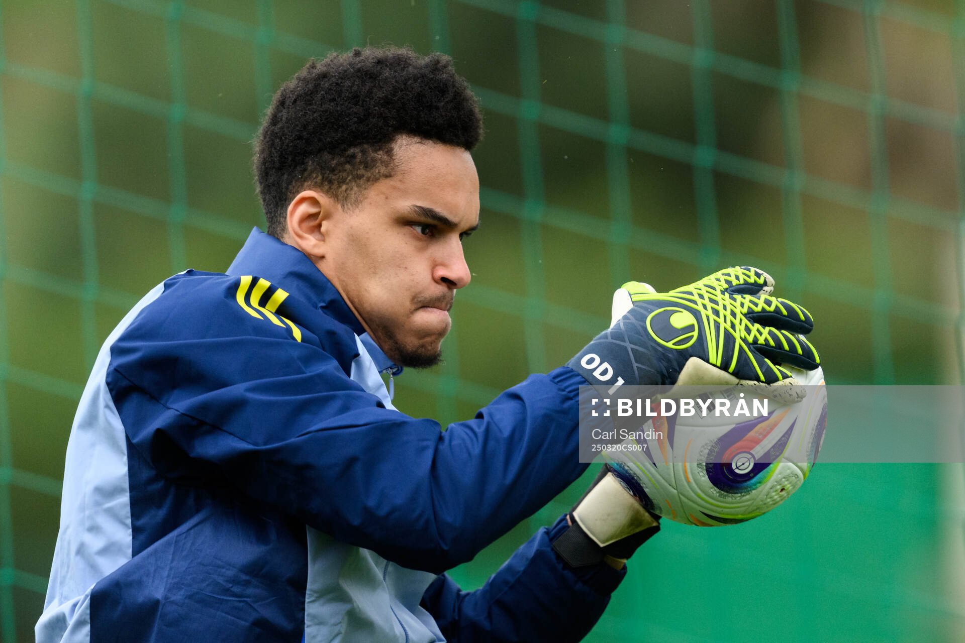 Goalkeeper Oliver Dovin of the Swedish men's national