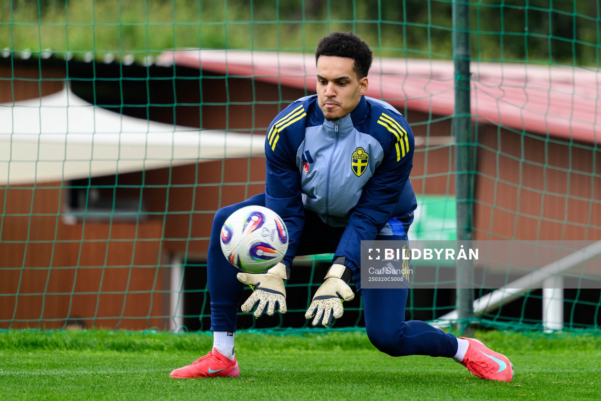 Goalkeeper Oliver Dovin of the Swedish men's national