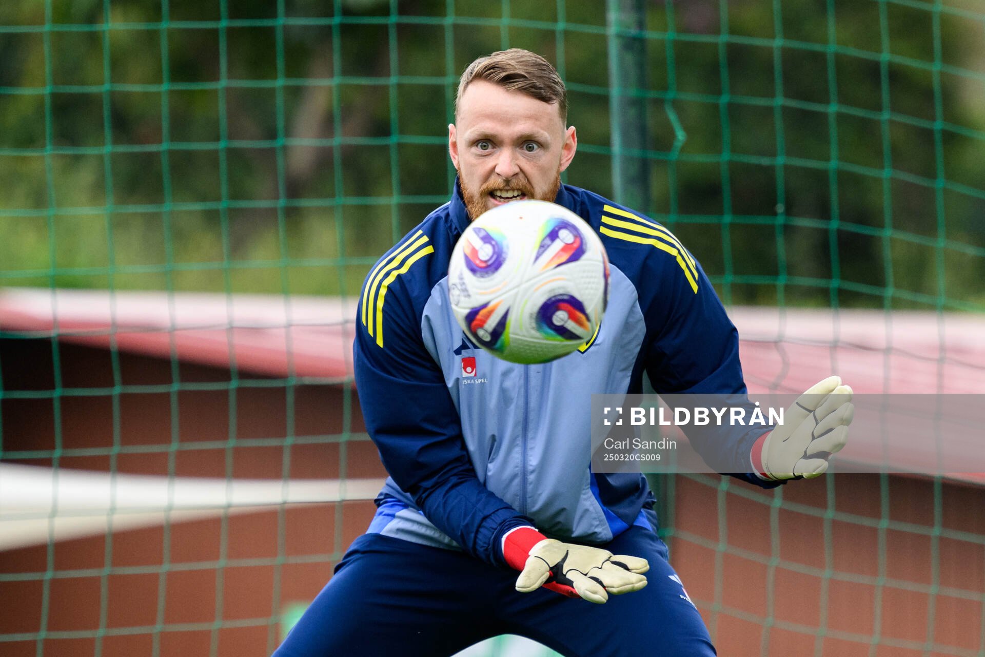 Goalkeeper Viktor Johansson of the Swedish men's national
